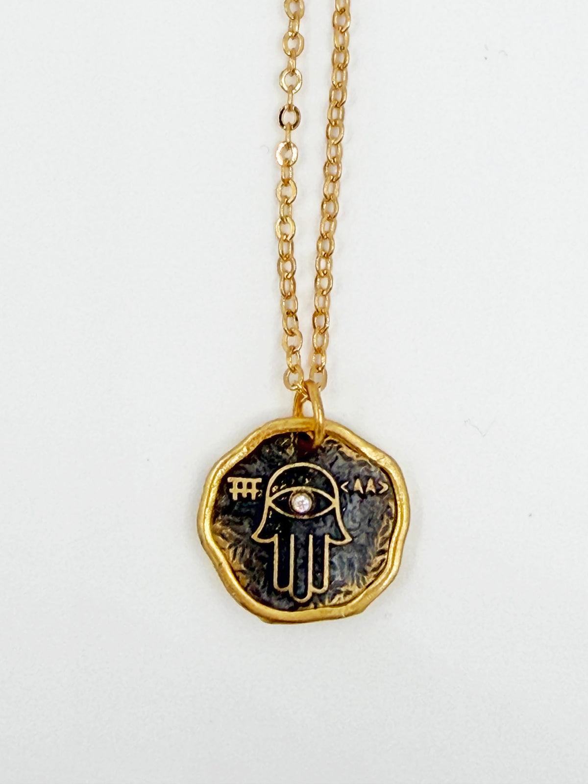 Hamsa Necklace Detail View