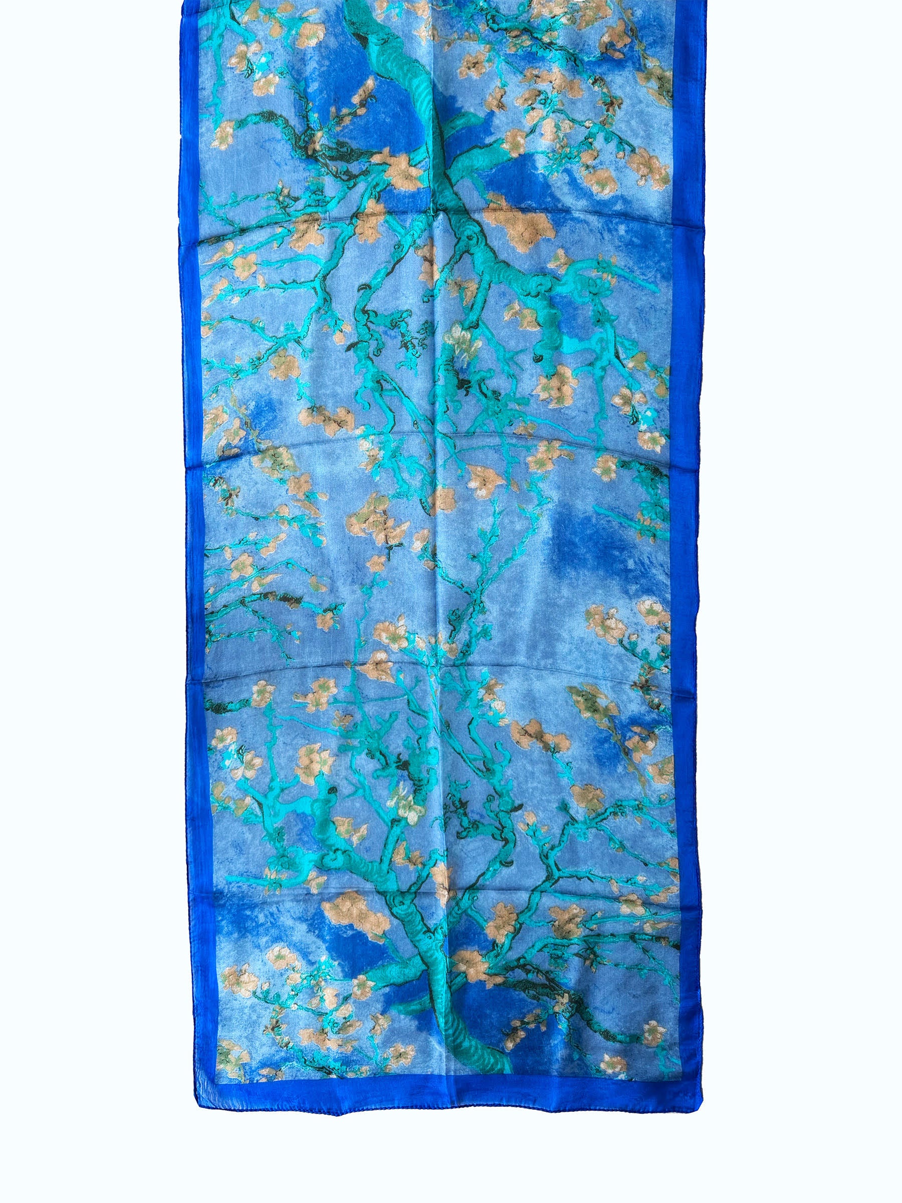 Mavi Van Gogh Badem Ağaçları Uzun İpek Fular