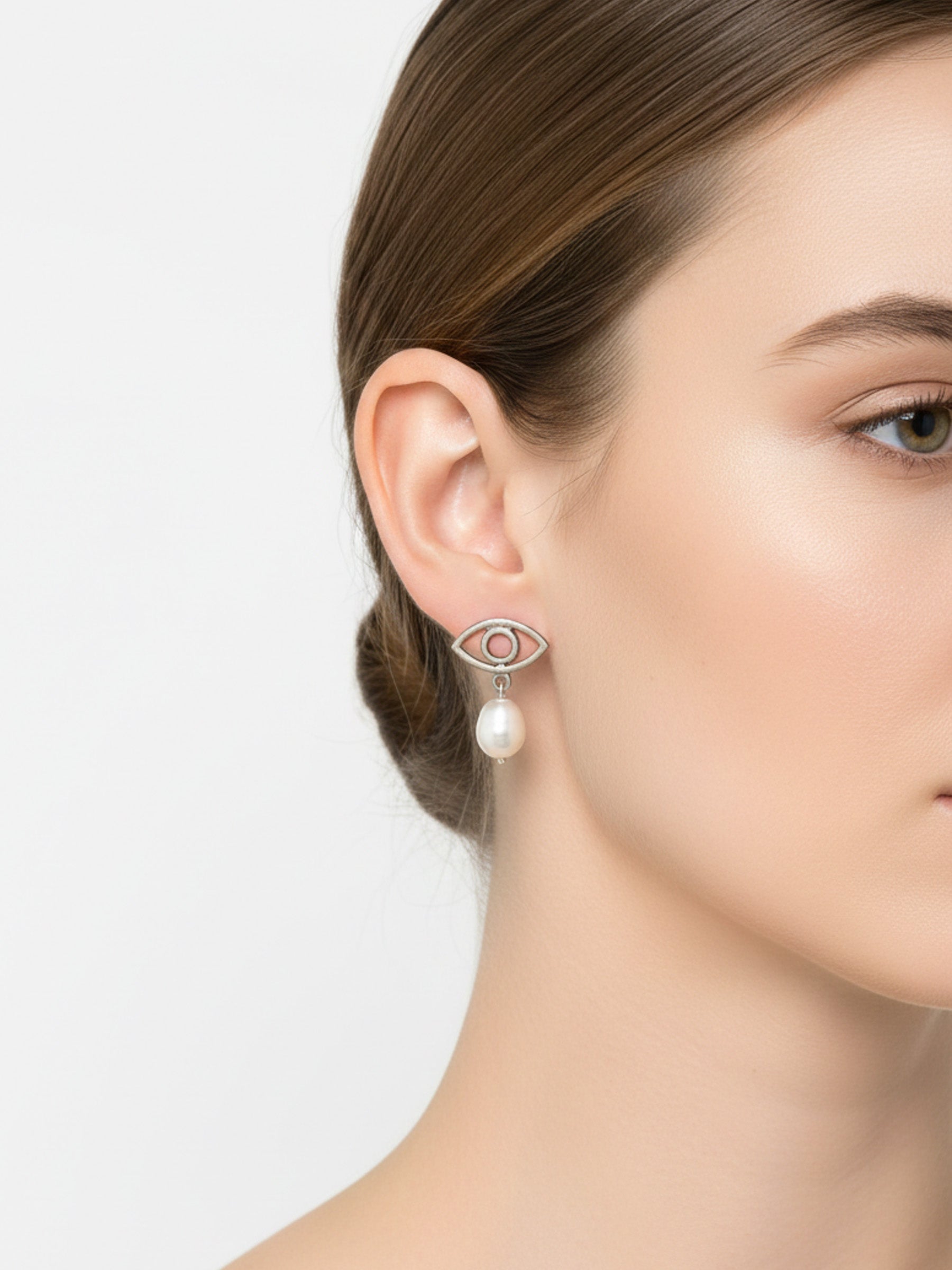 İncili 925 Ayar Gümüş Göz Küpe