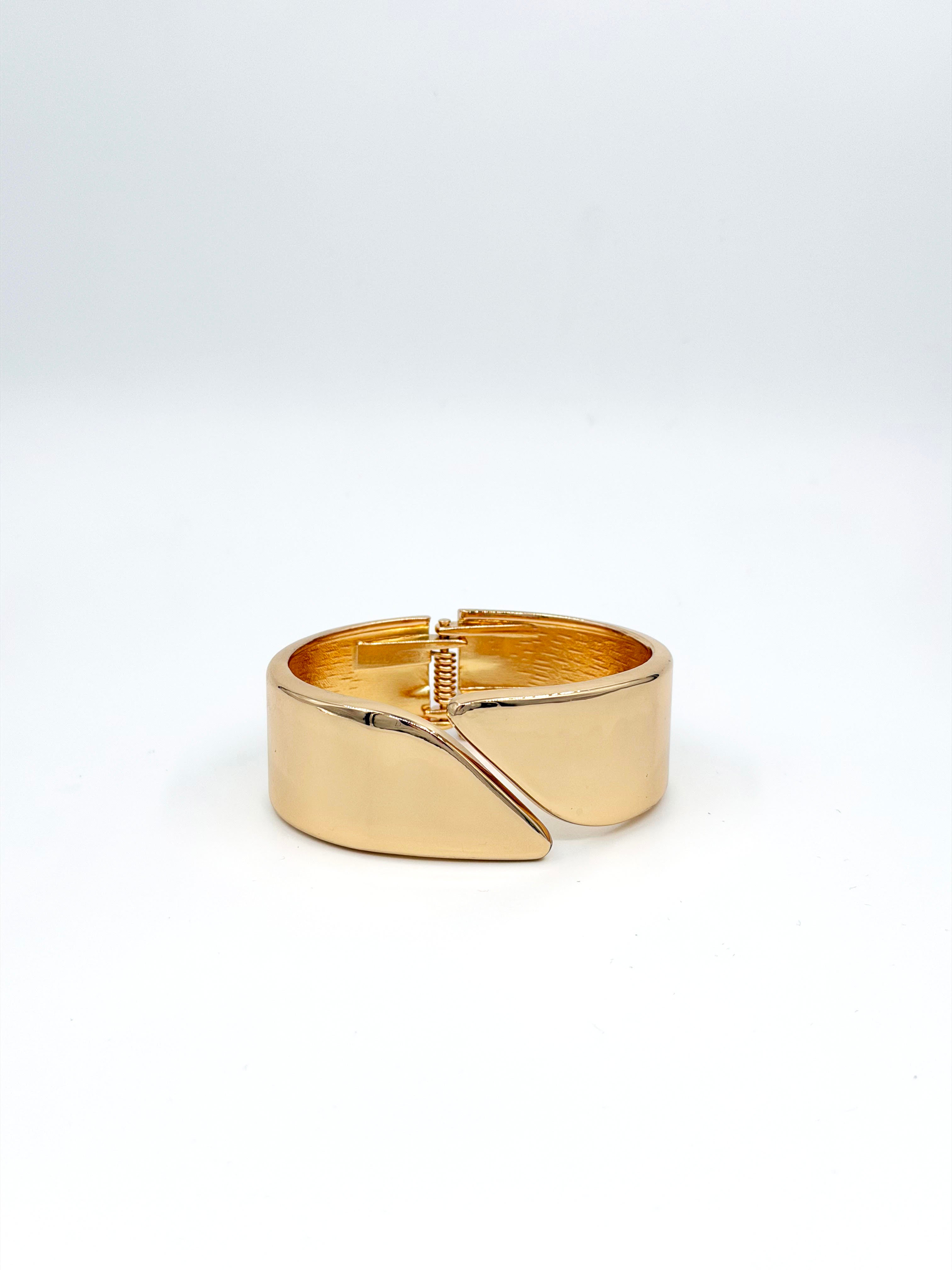 Altın Renk Geometrik Formlu Kelepçe Bilezik