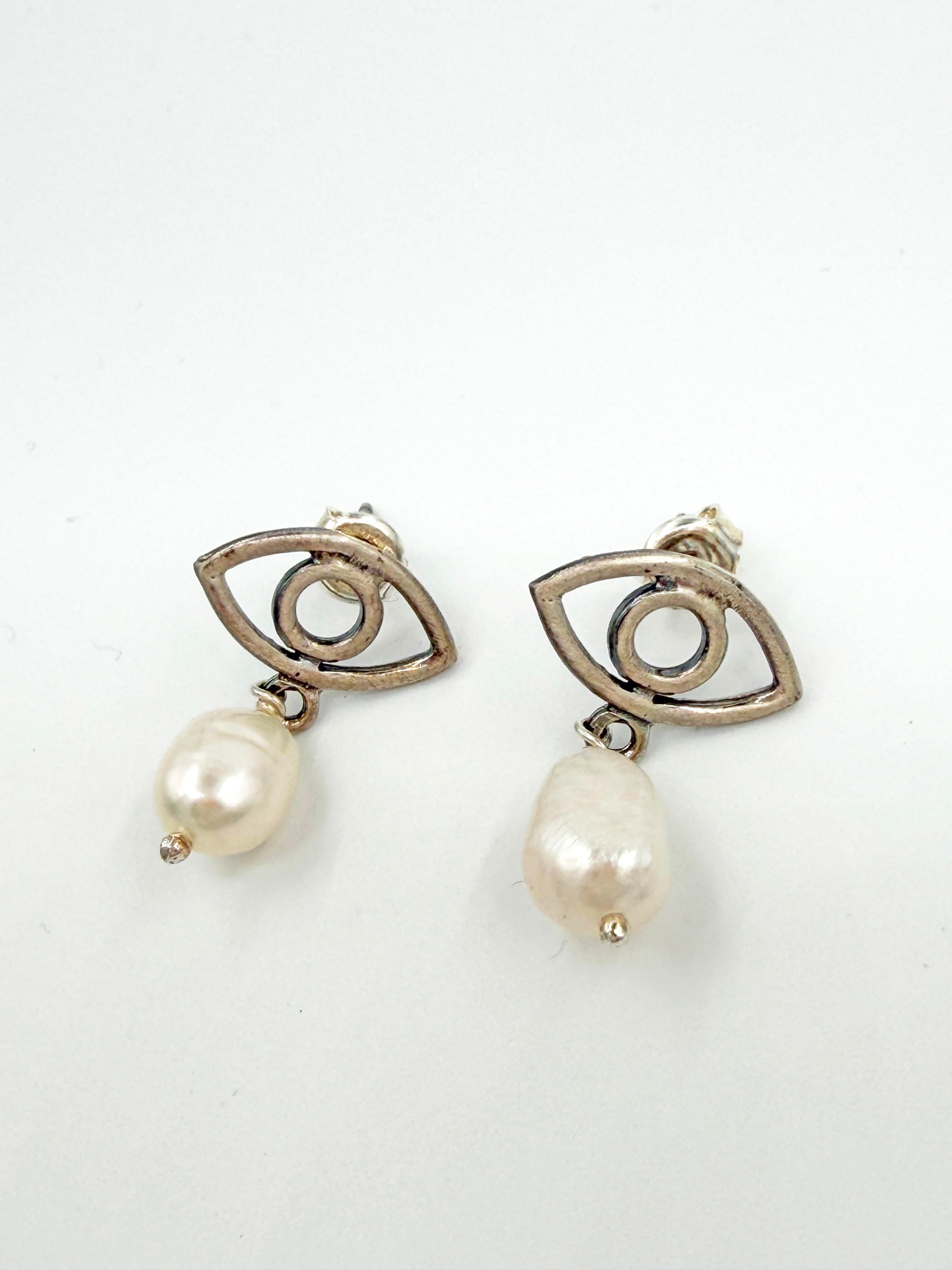 İncili 925 Ayar Gümüş Göz Küpe