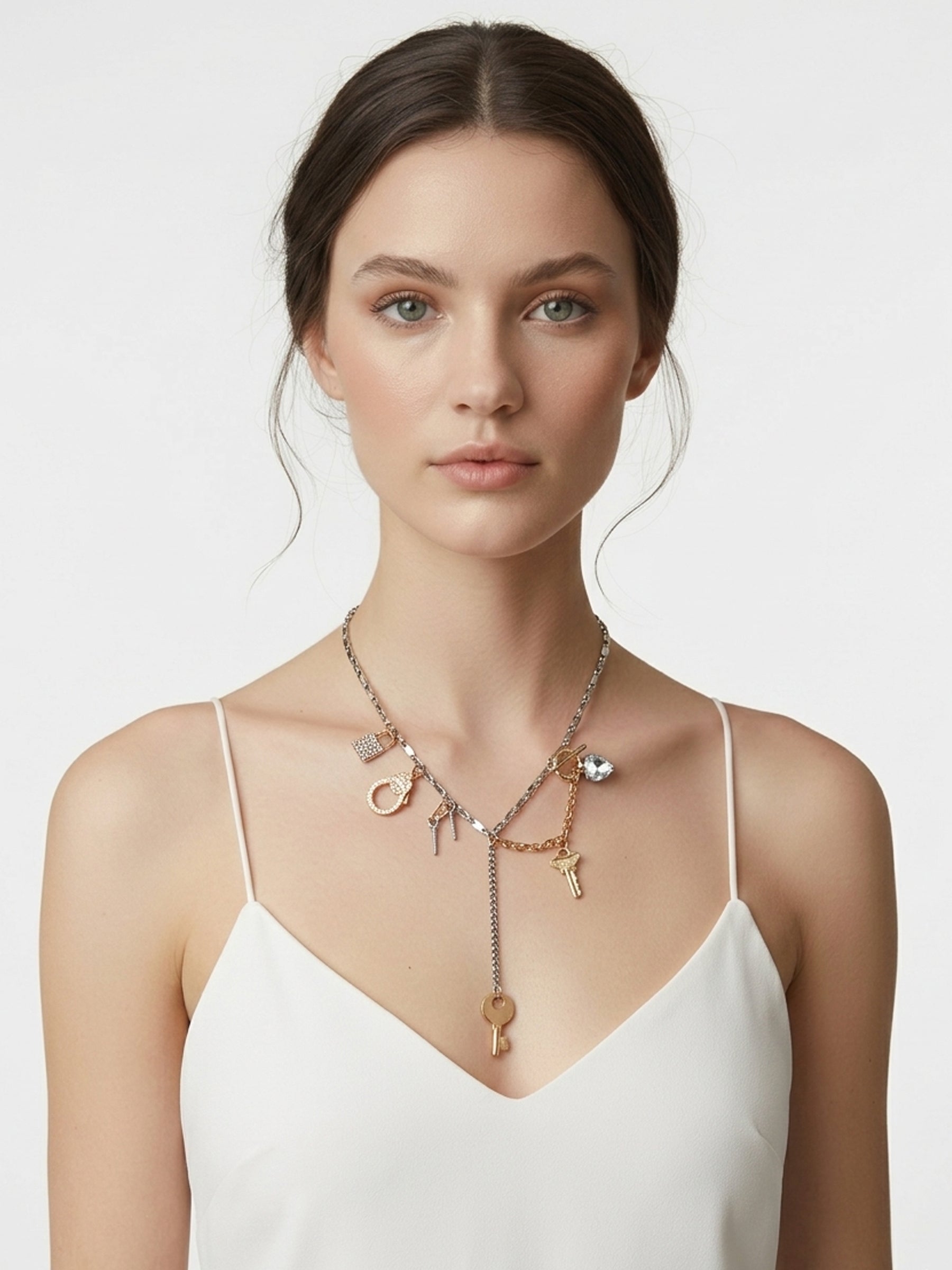 Anahtar ve Kilit Charmlı Kolye