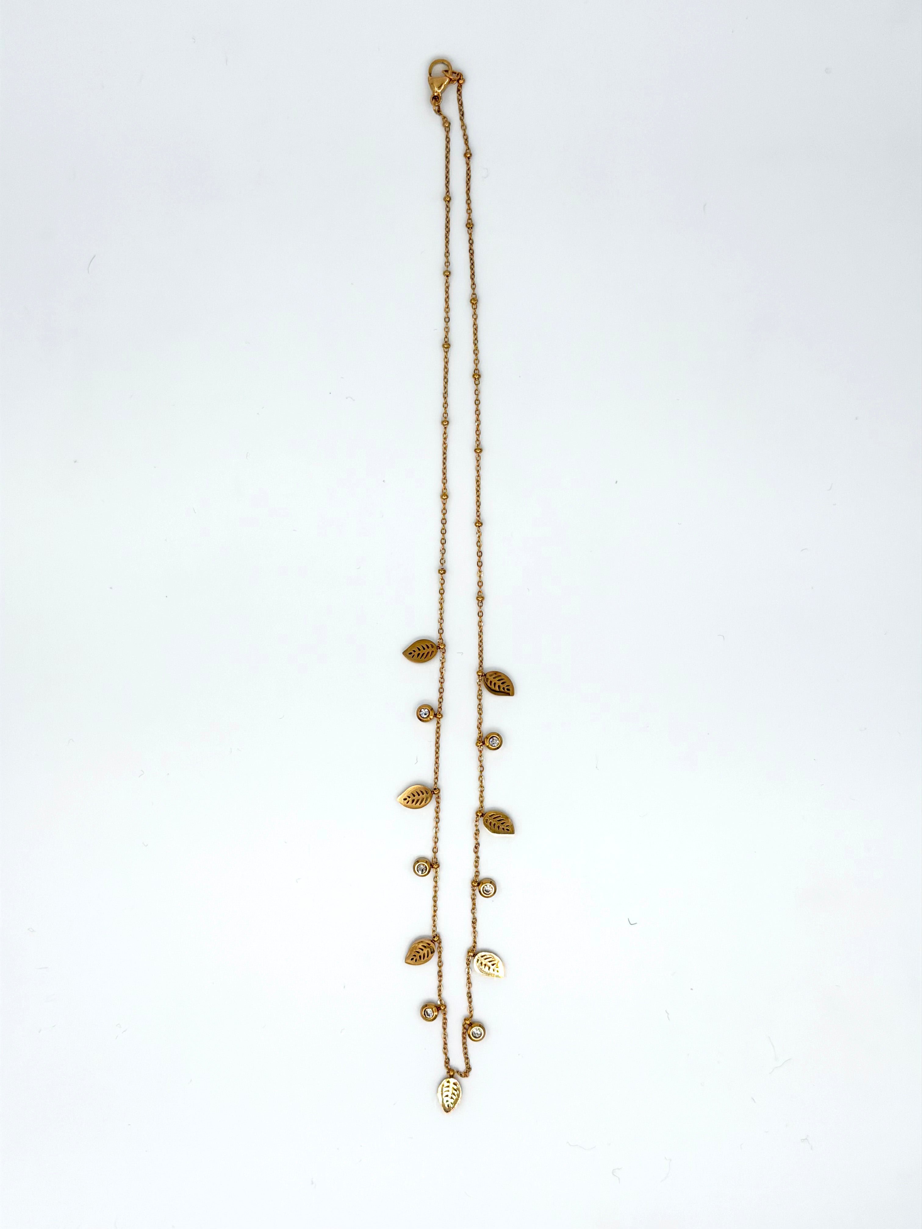 Yapraklı Zarif Çelik Kolye