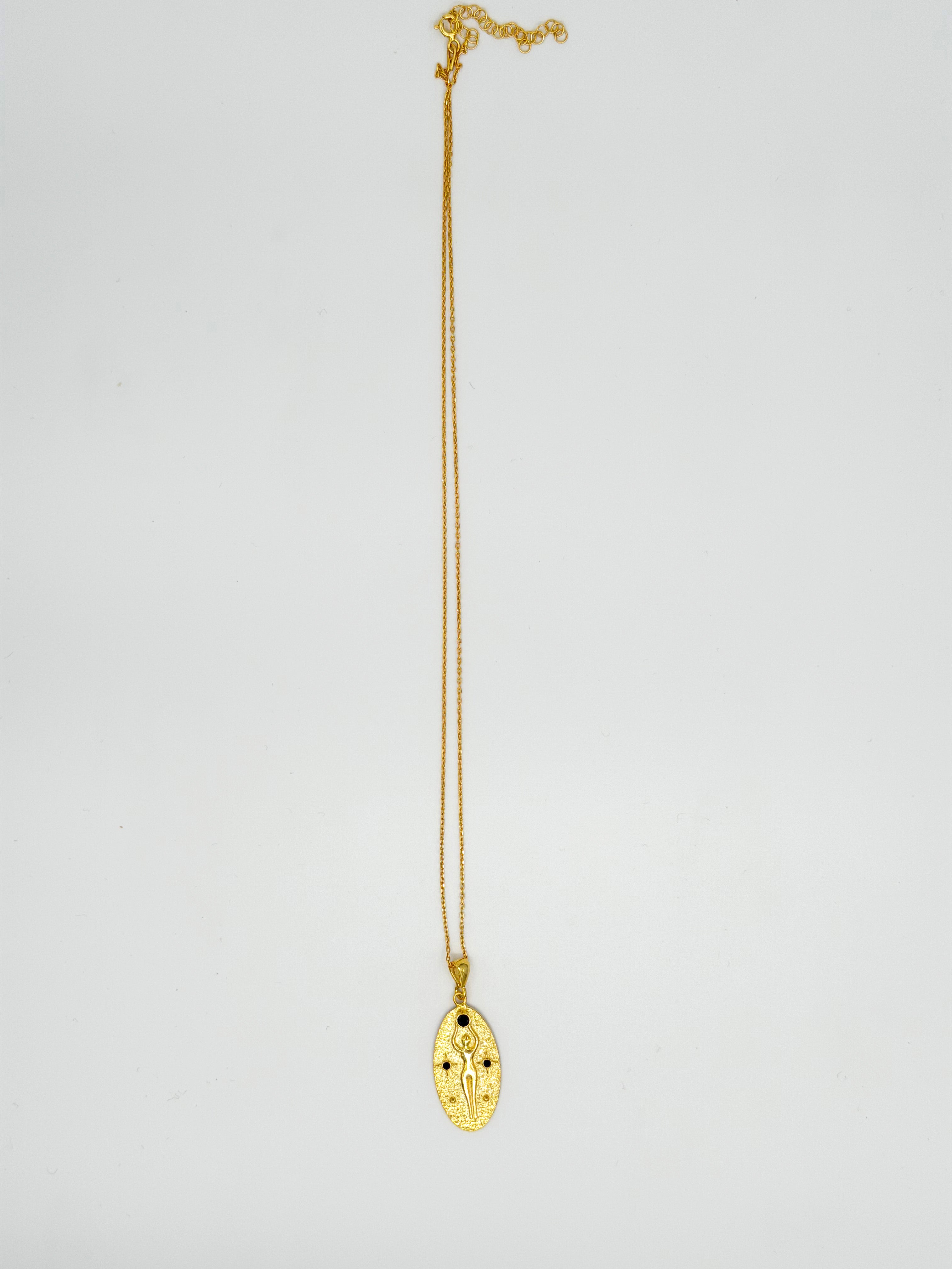 Antik Kadın Figürü Altın Kaplama 925 Ayar Gümüş Kolye