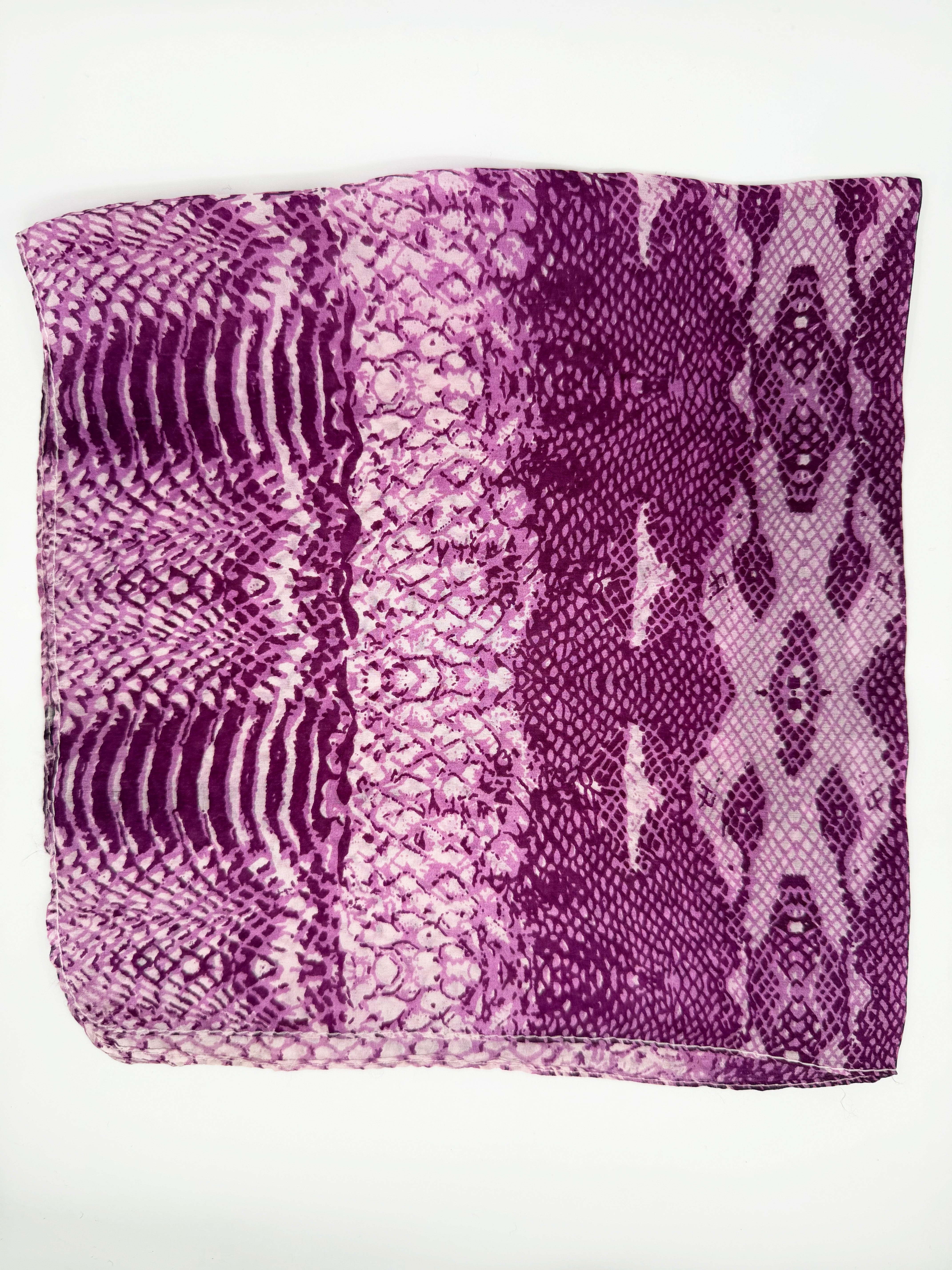 Mor Yılan Desen Kare İpek Fular