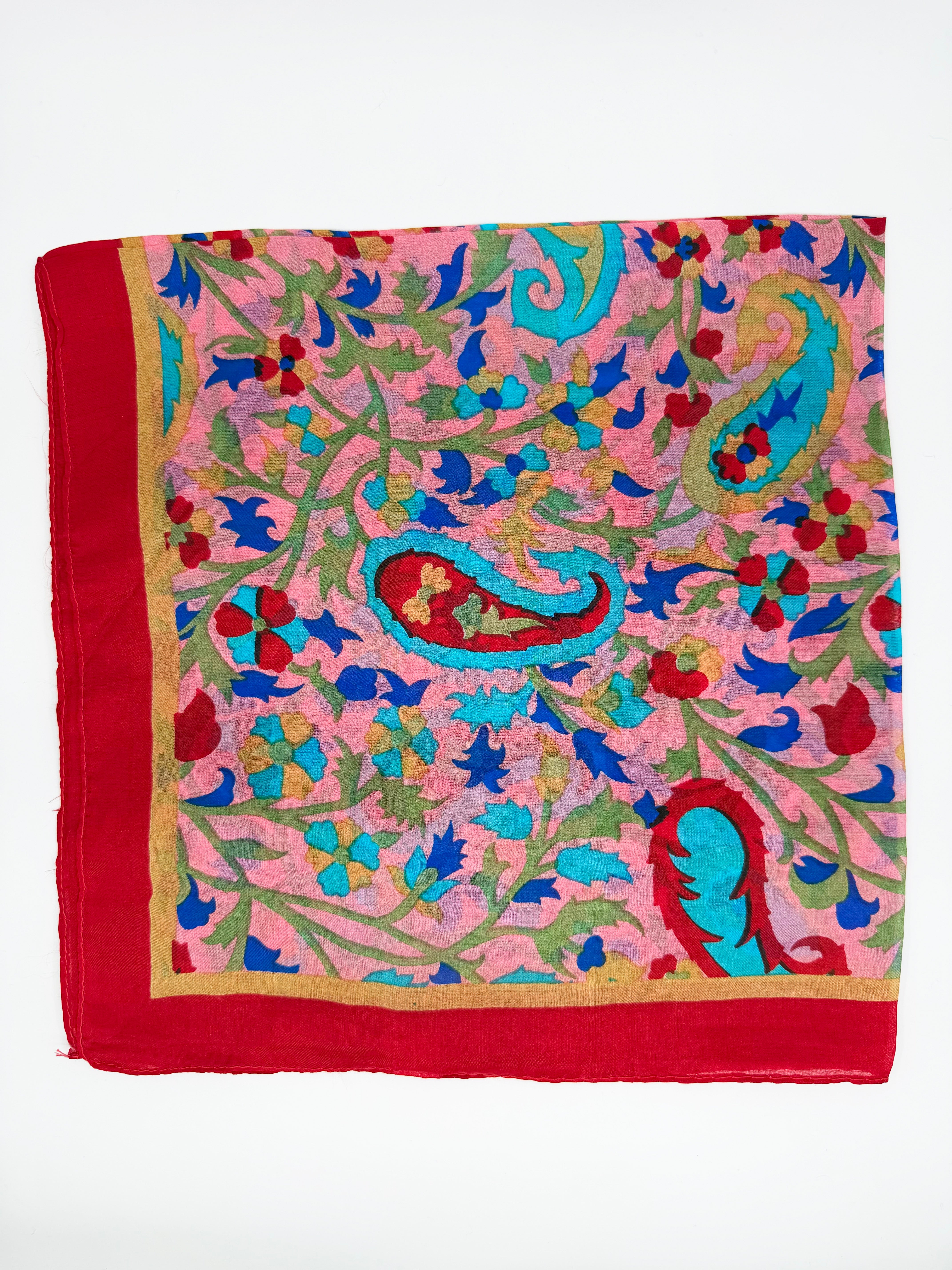 Somon Kırmızı Pastel Renk Kare İpek Fular