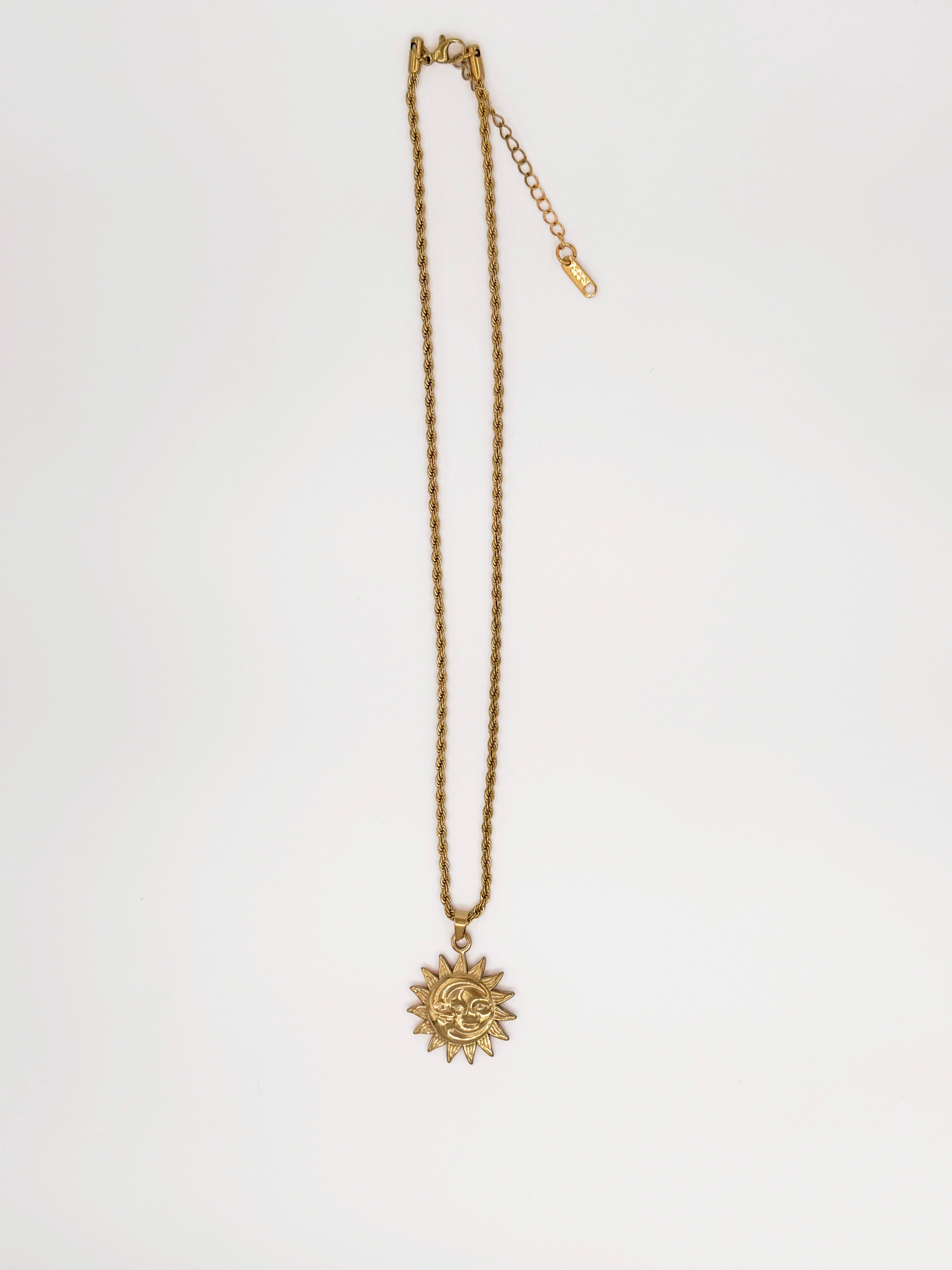 Burgu Zincirli Çelik Güneş-Ay Kolye