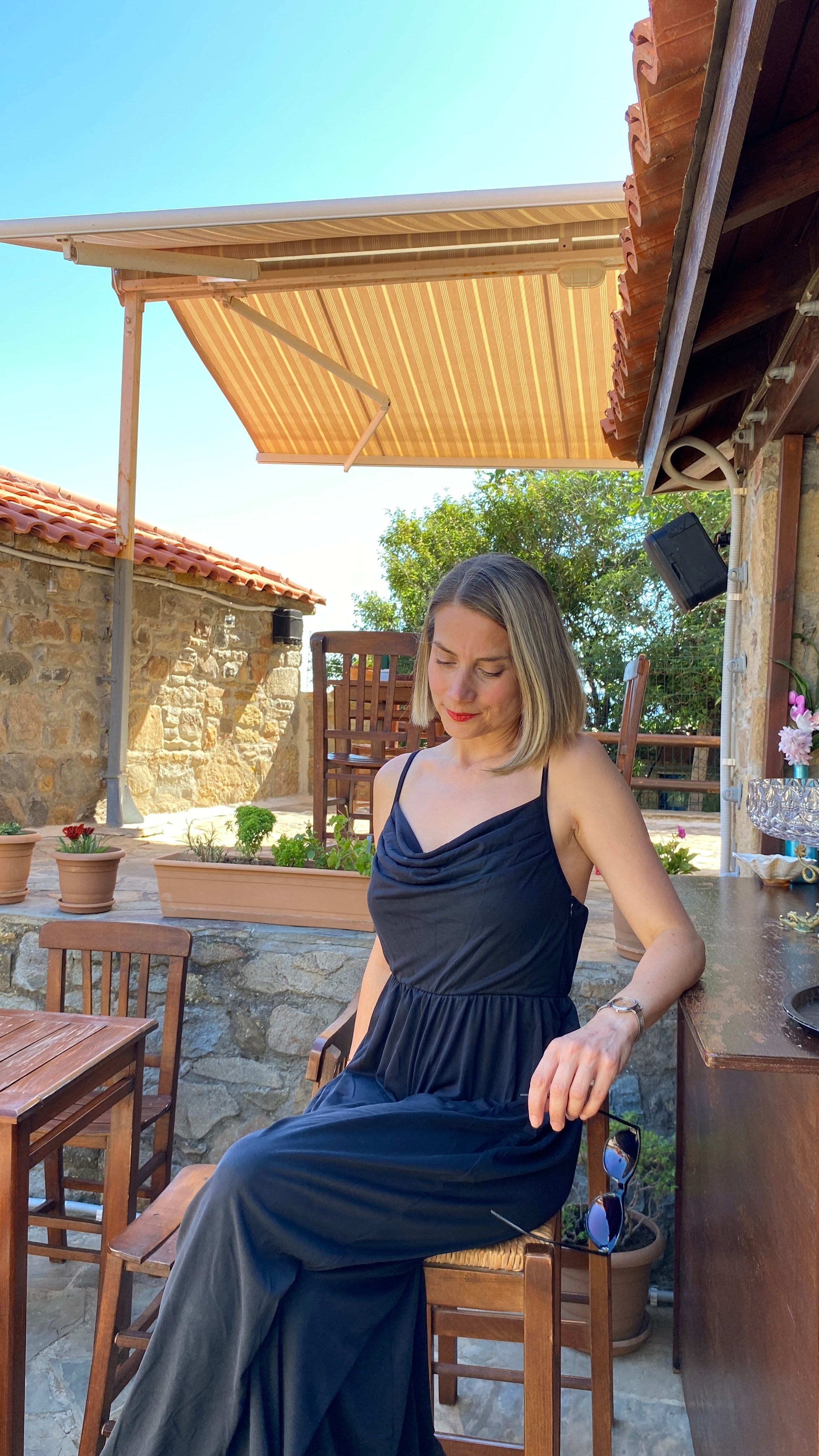 Tina | Askılı Degaje Yaka Örme Tulum