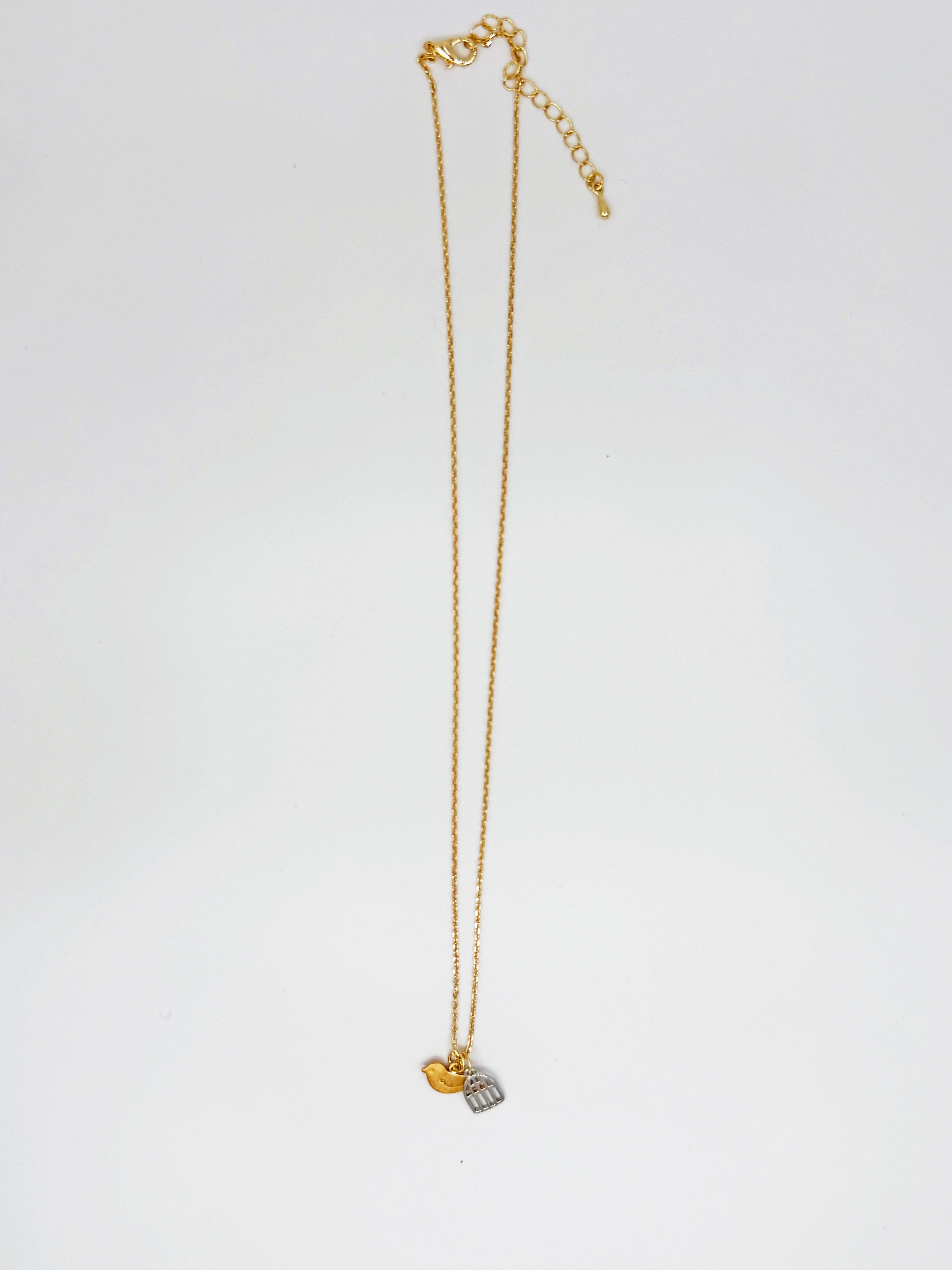 Kuş ve Kafes Figürlü Kolye