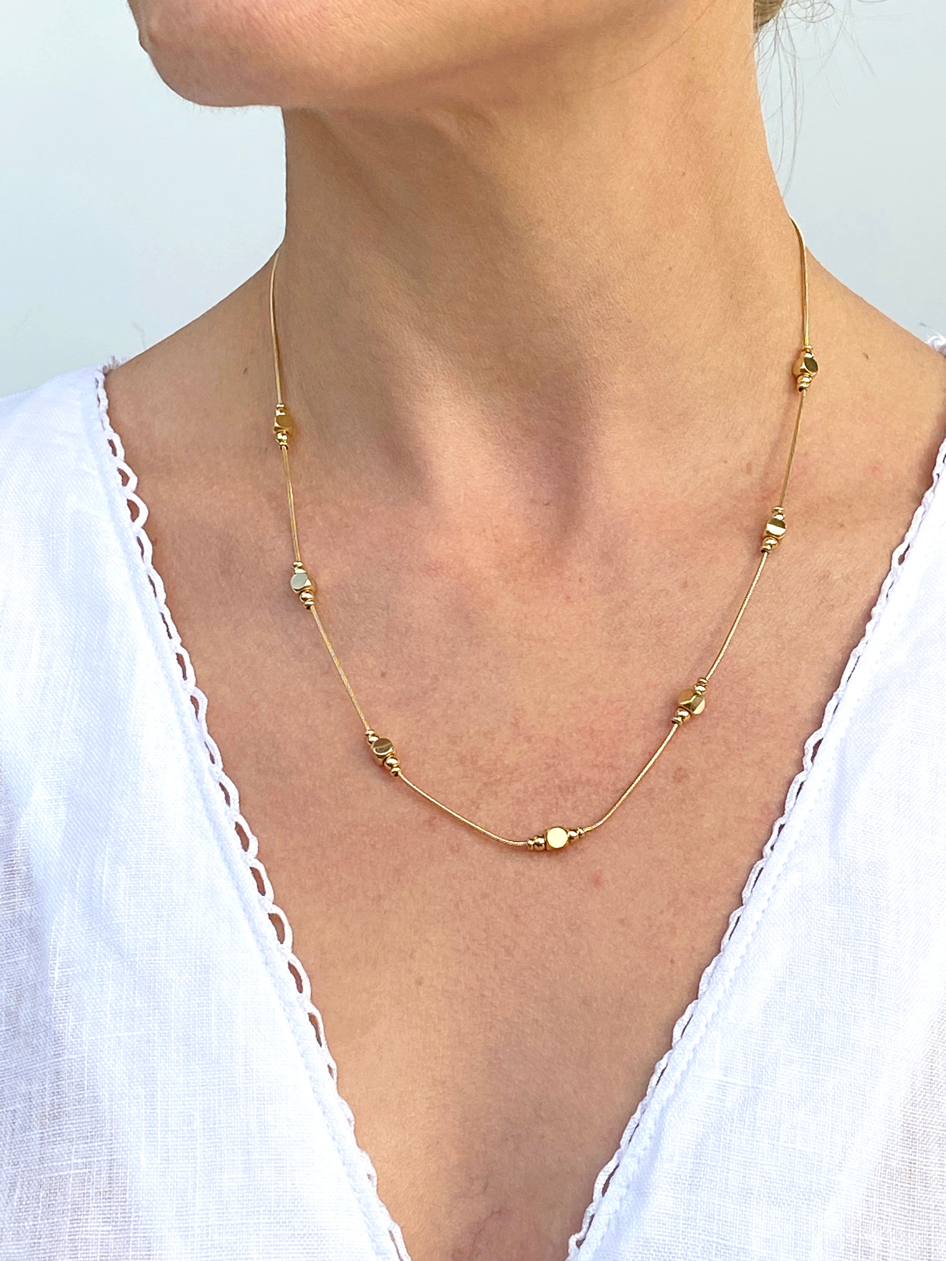 Altın Renk Çelik Top Zincir Kolye