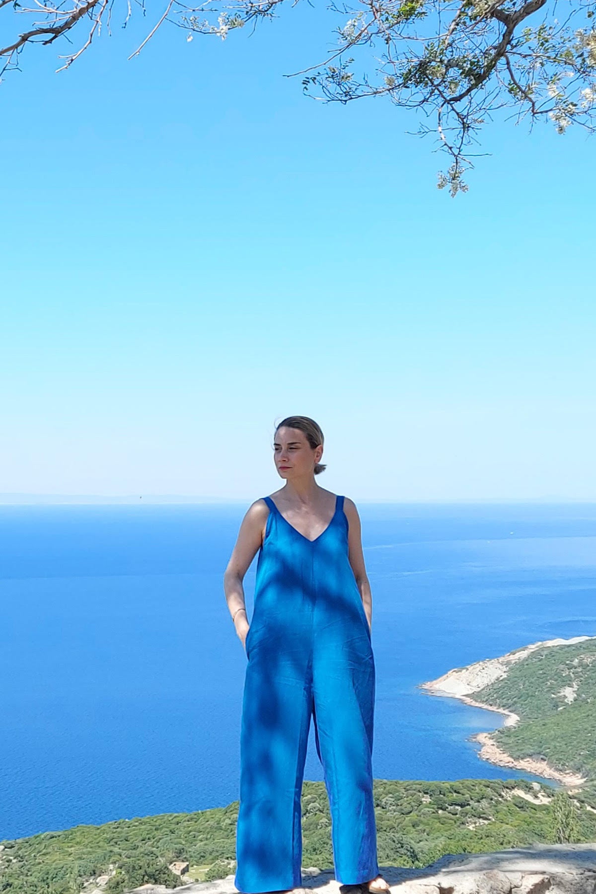 Trudy | Tensel Keten Oversize Mavi Tulum