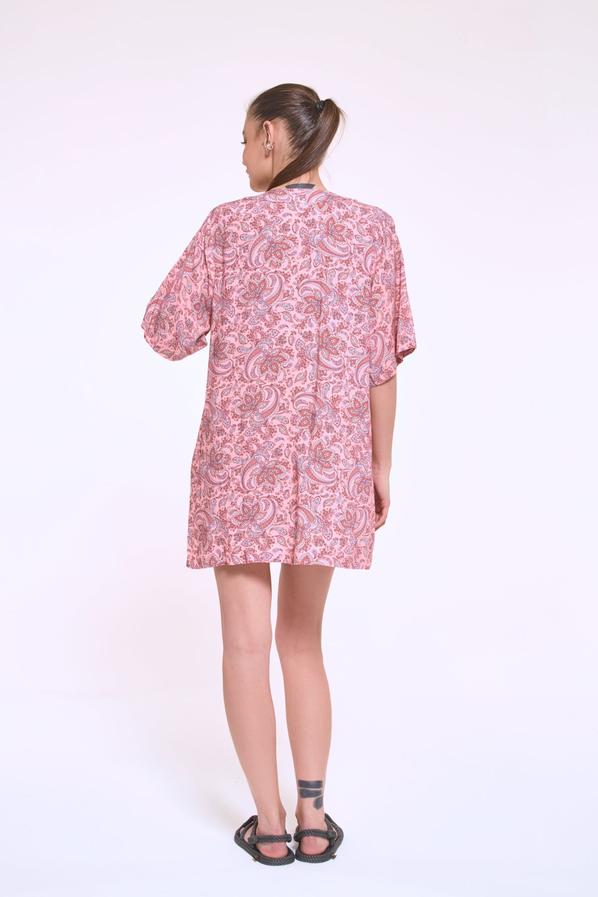 Kim salmon tunic dress back view