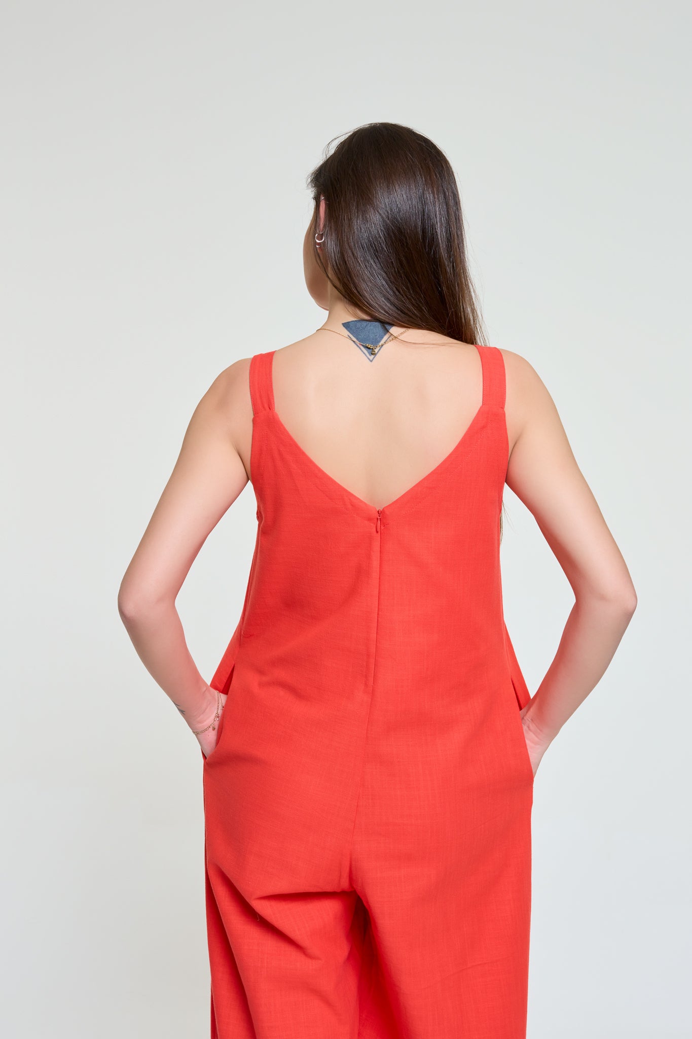 Tori | %100 Pamuk Rahat Kalıp Bol Paça Narçiçeği Tulum