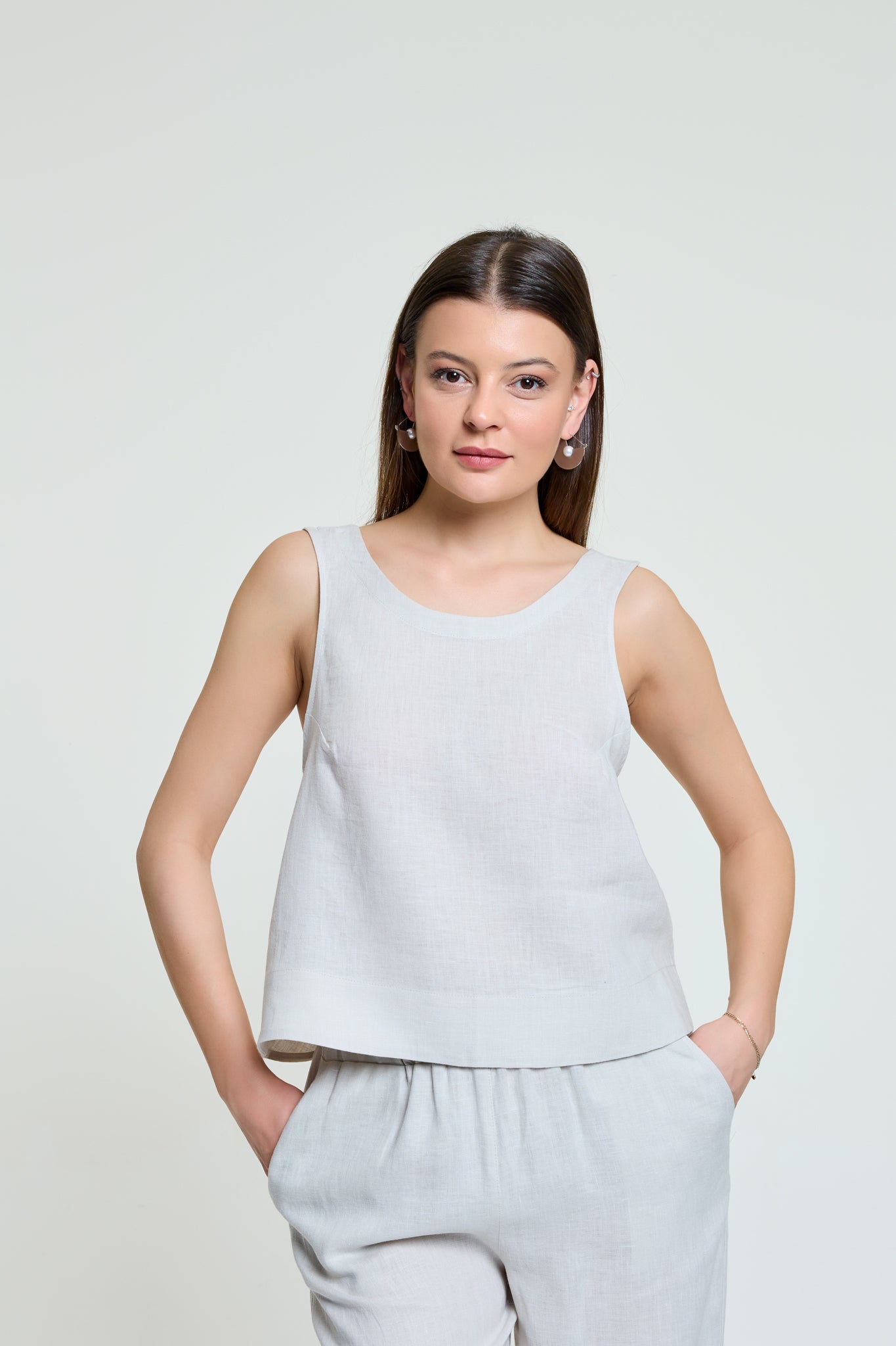 Bali | %100 Keten Sırtı Çapraz Rahat Bluz