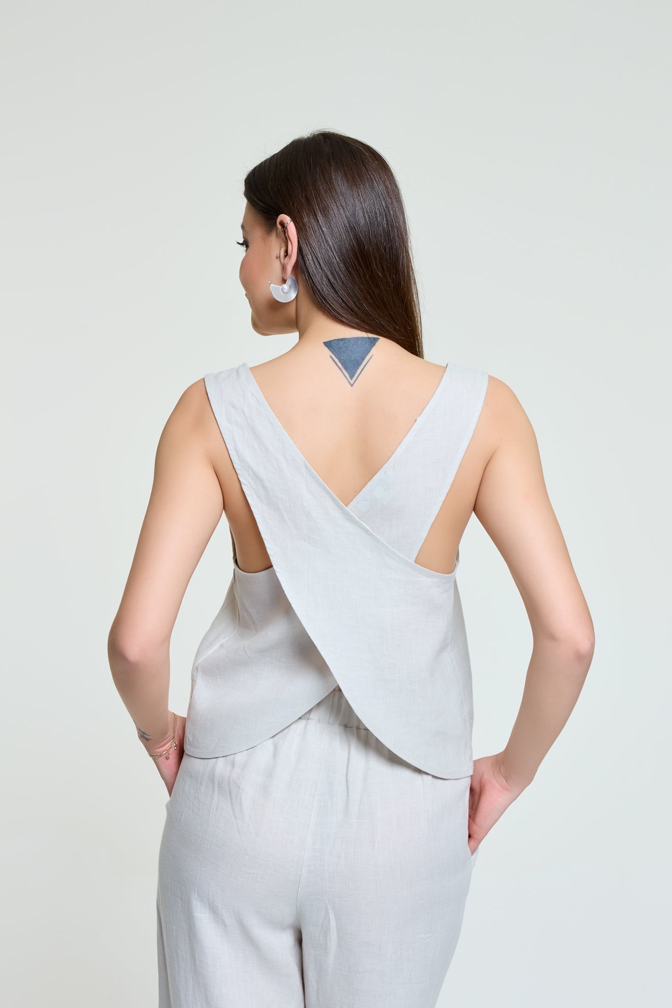 Bali | %100 Keten Sırtı Çapraz Rahat Bluz