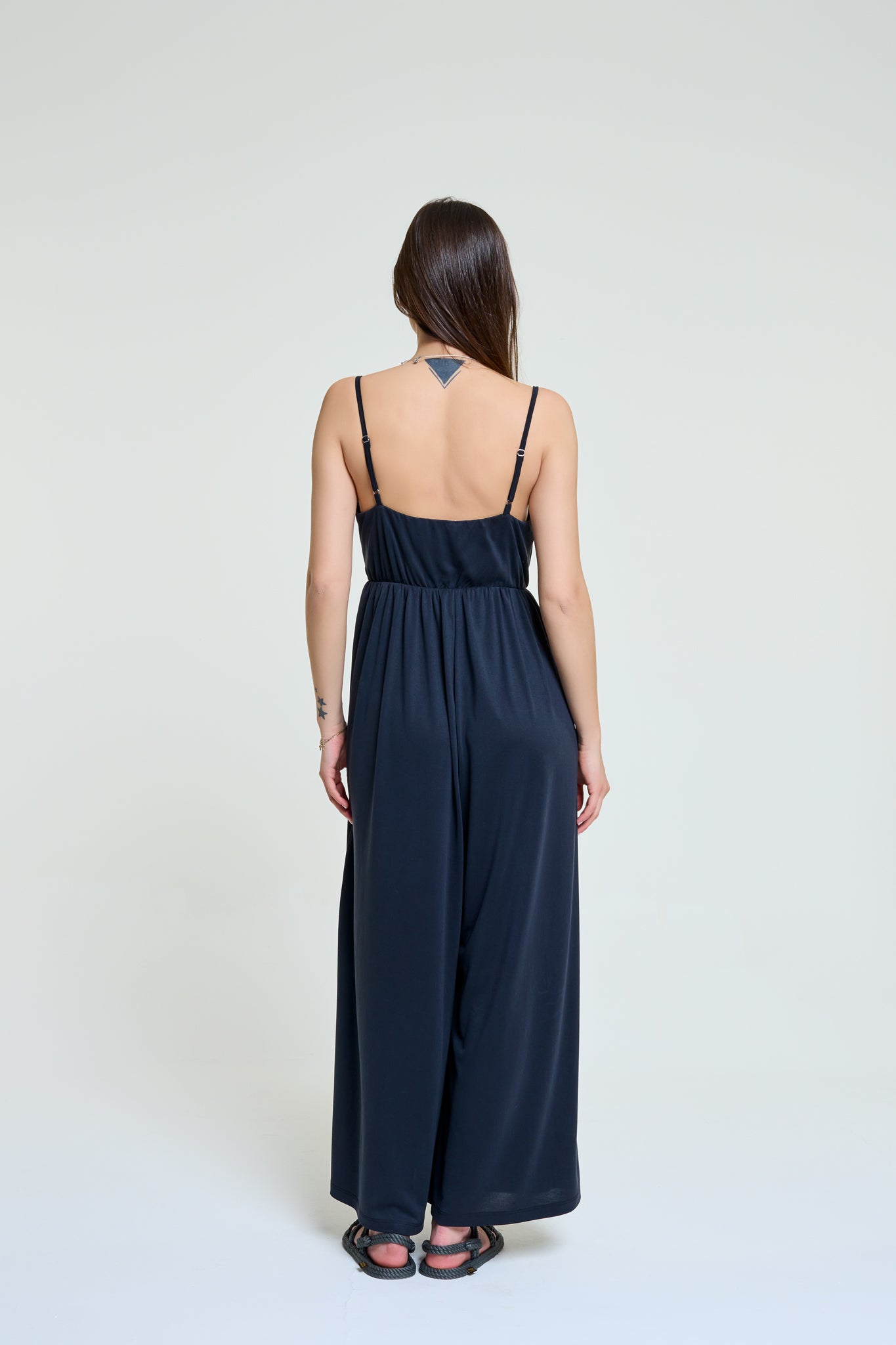 Tina | Askılı Degaje Yaka Örme Tulum