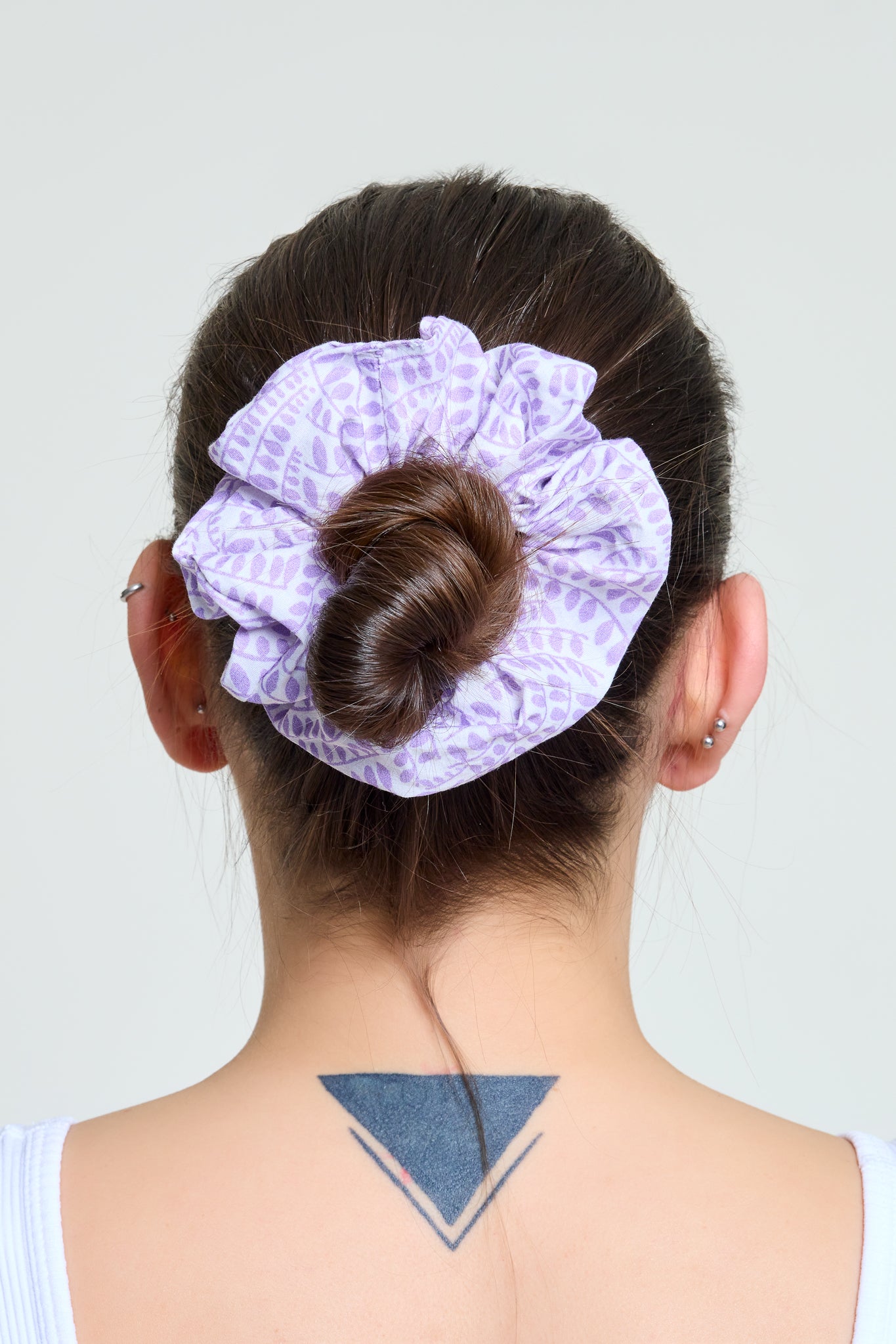 Scrunchie Simit Toka | Lila Yaprak Desen