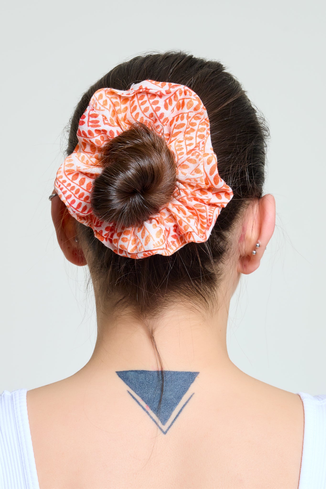 Scrunchie Simit Toka | Nar Çiçeği Yaprak Desen