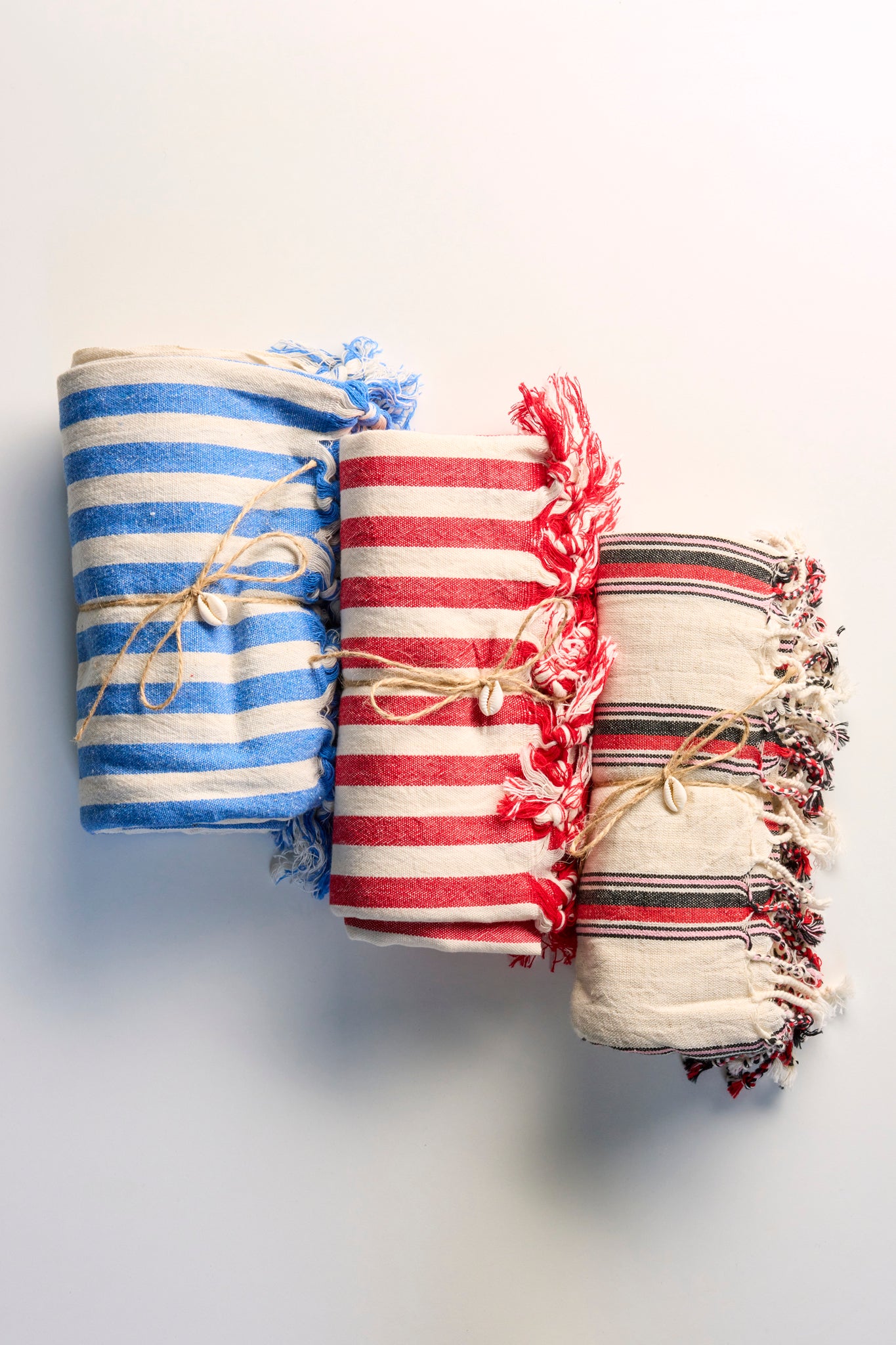 Pamuk Keten Peştemal | Kırmızı-Beyaz Çizgili