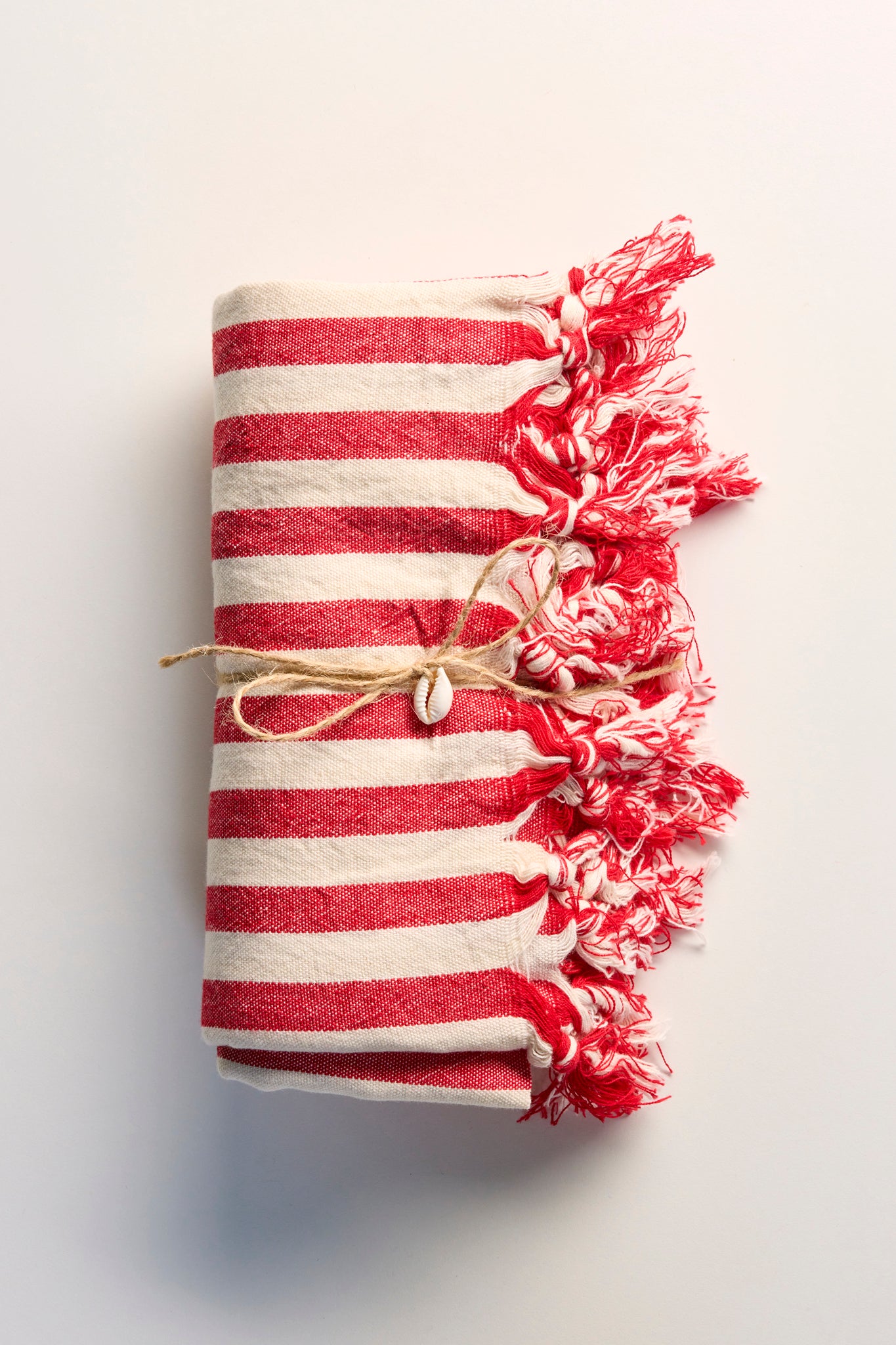 Pamuk Keten Peştemal | Kırmızı-Beyaz Çizgili
