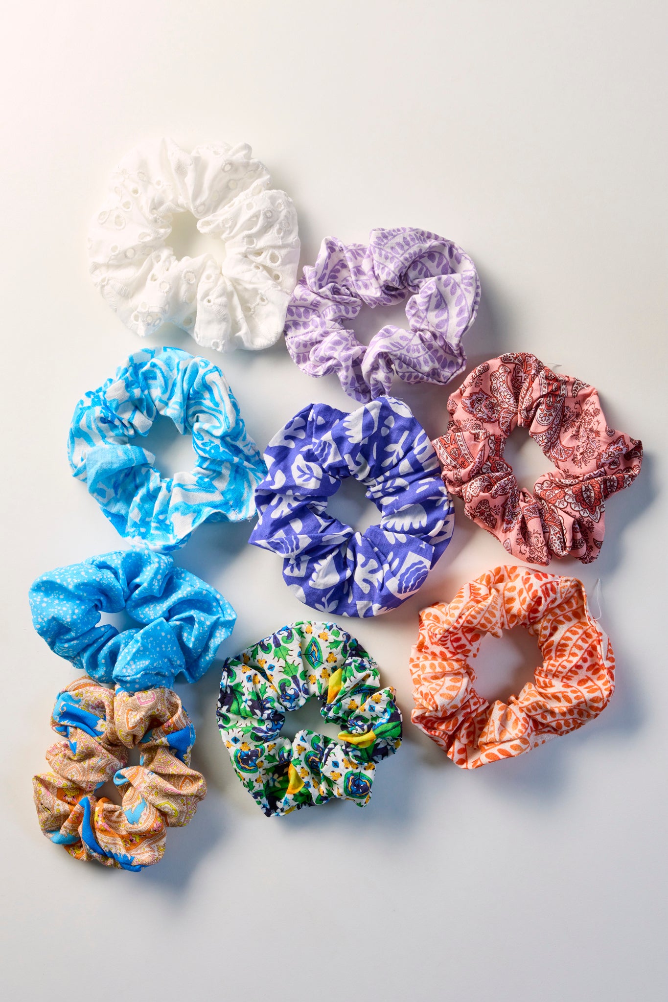 Scrunchie Simit Toka | Lila Yaprak Desen