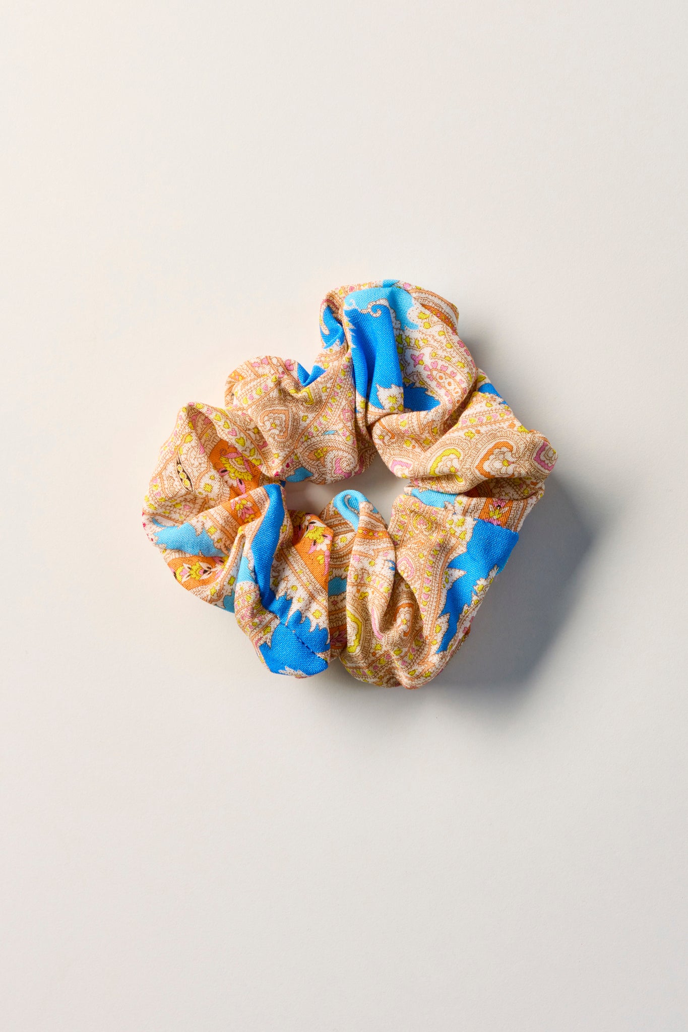 Scrunchie Simit Toka | Mavi Şal Desen