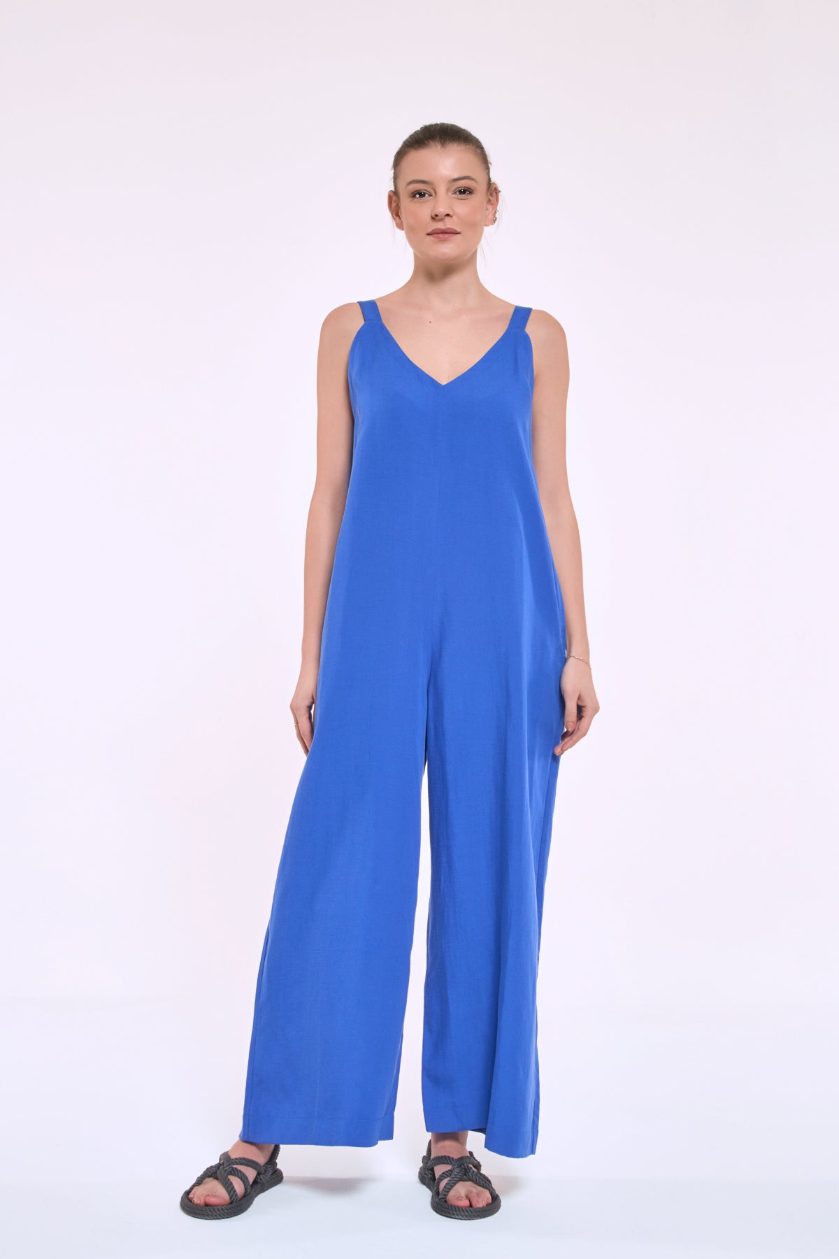 Trudy | Tensel Keten Oversize Mavi Tulum