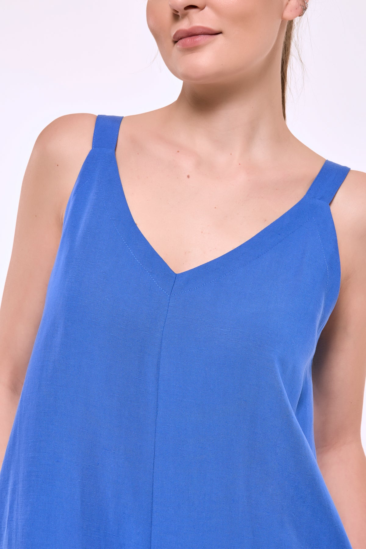 Trudy | Tensel Keten Oversize Mavi Tulum