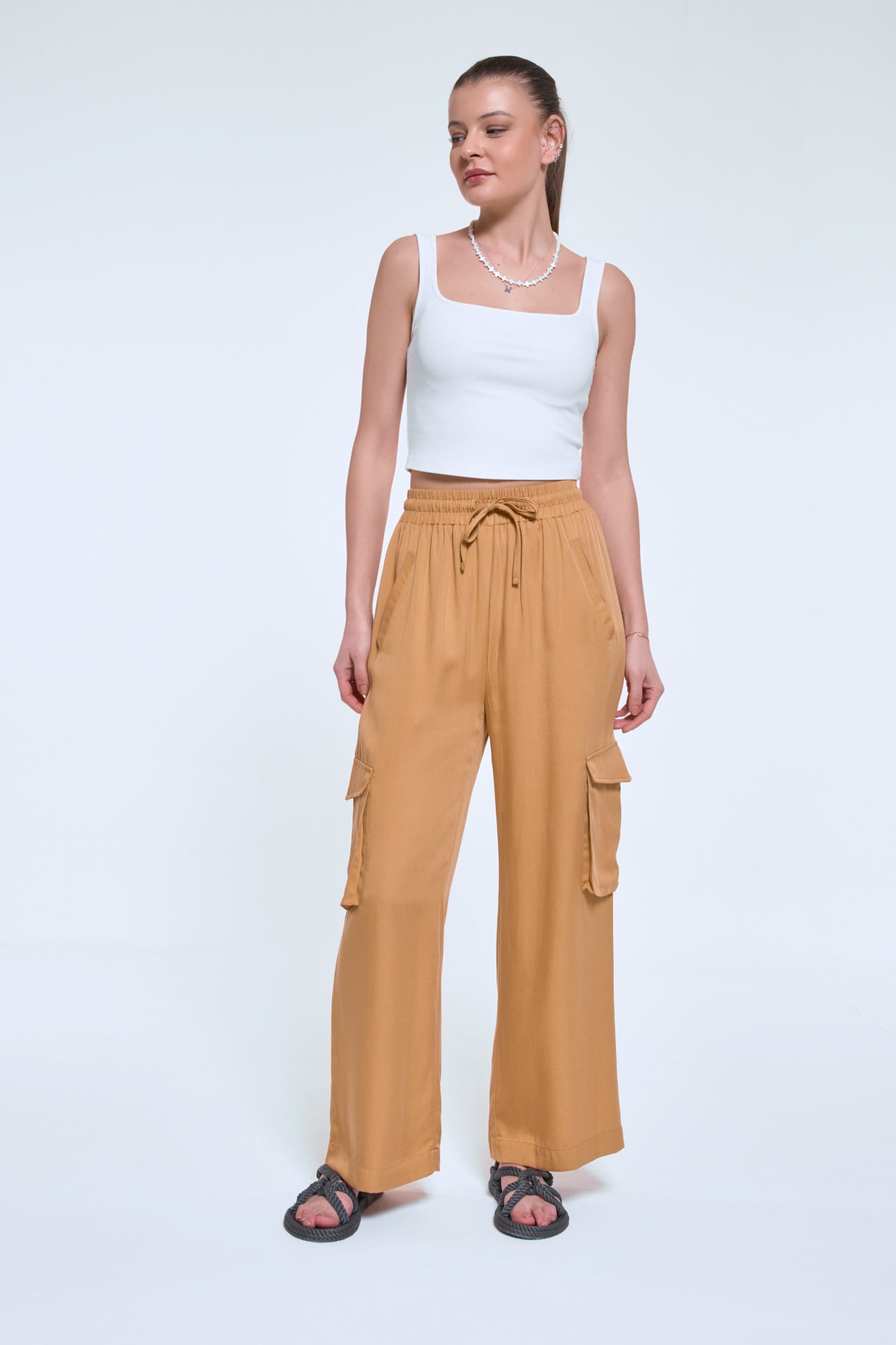 Peru | Camel Renk Tensel Bol Kargo Pantolon