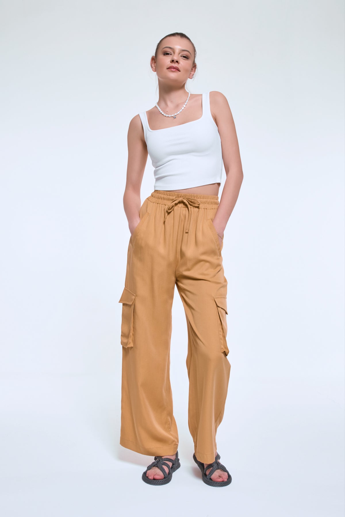 Peru | Camel Renk Tensel Bol Kargo Pantolon