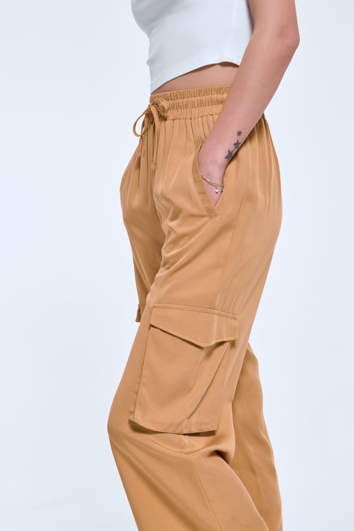 Peru | Camel Renk Tensel Bol Kargo Pantolon