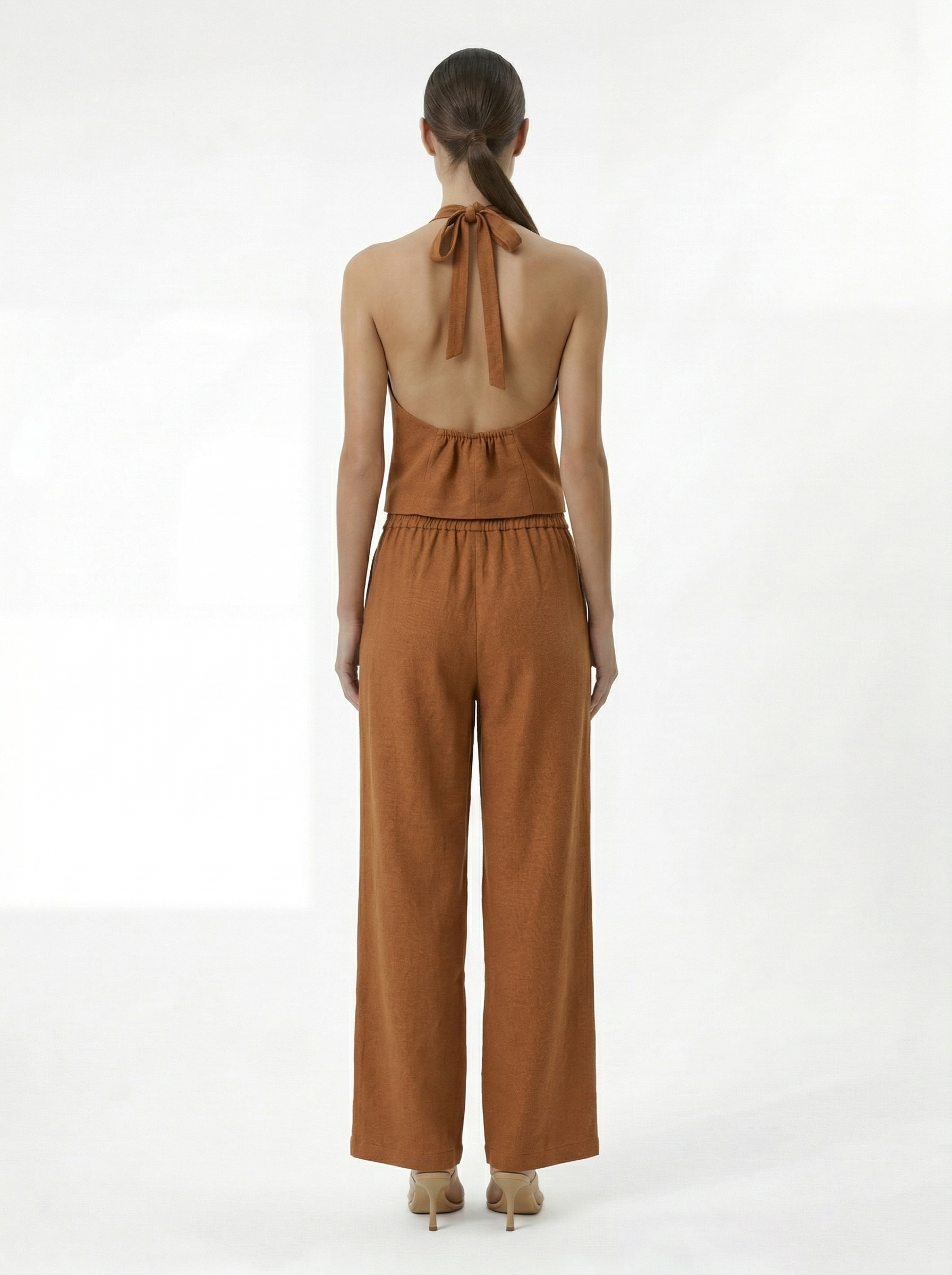 Porto cinnamon brown back view of pants