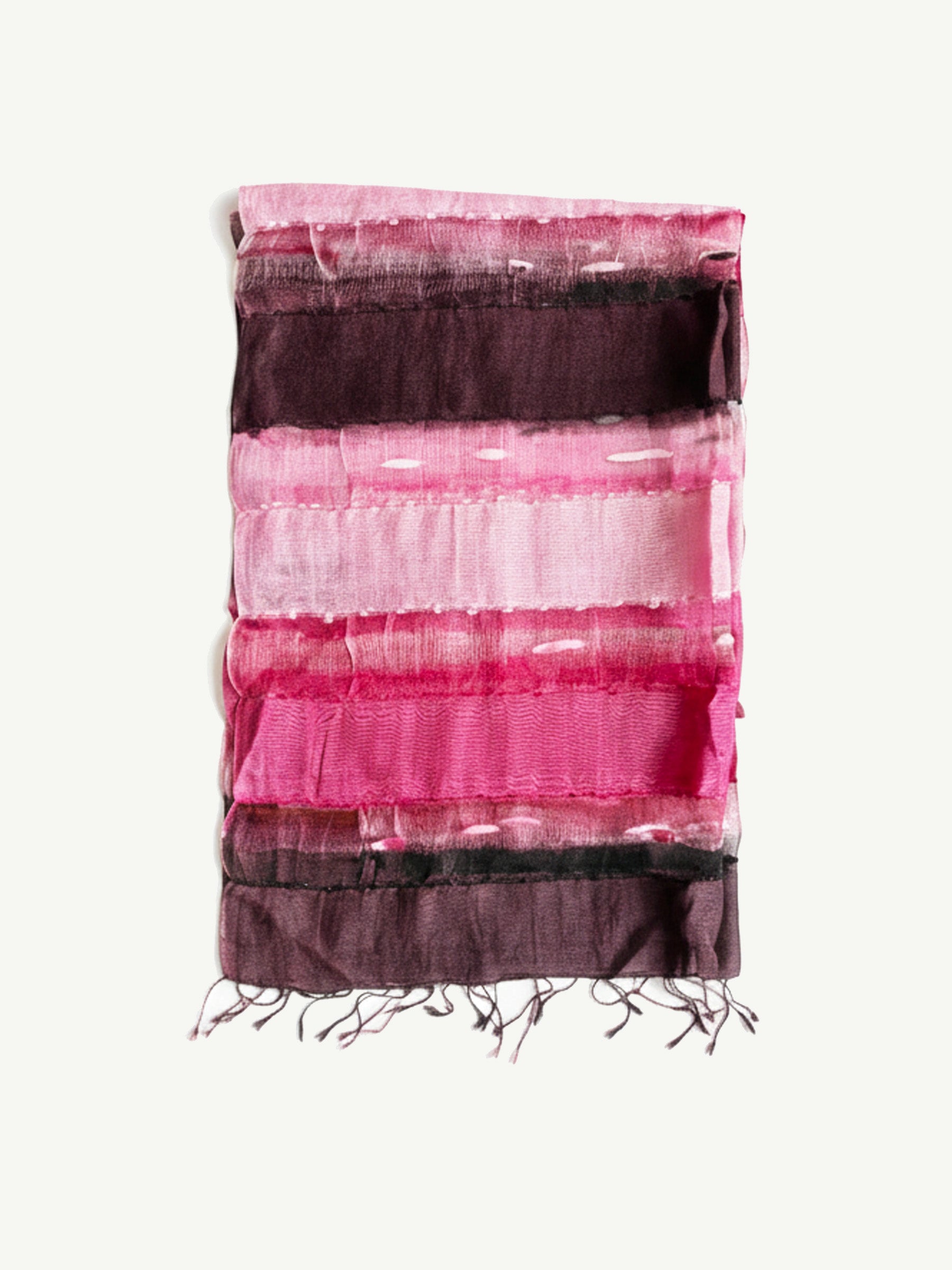 Pembe Kozalı Uzun İpek Eşarp