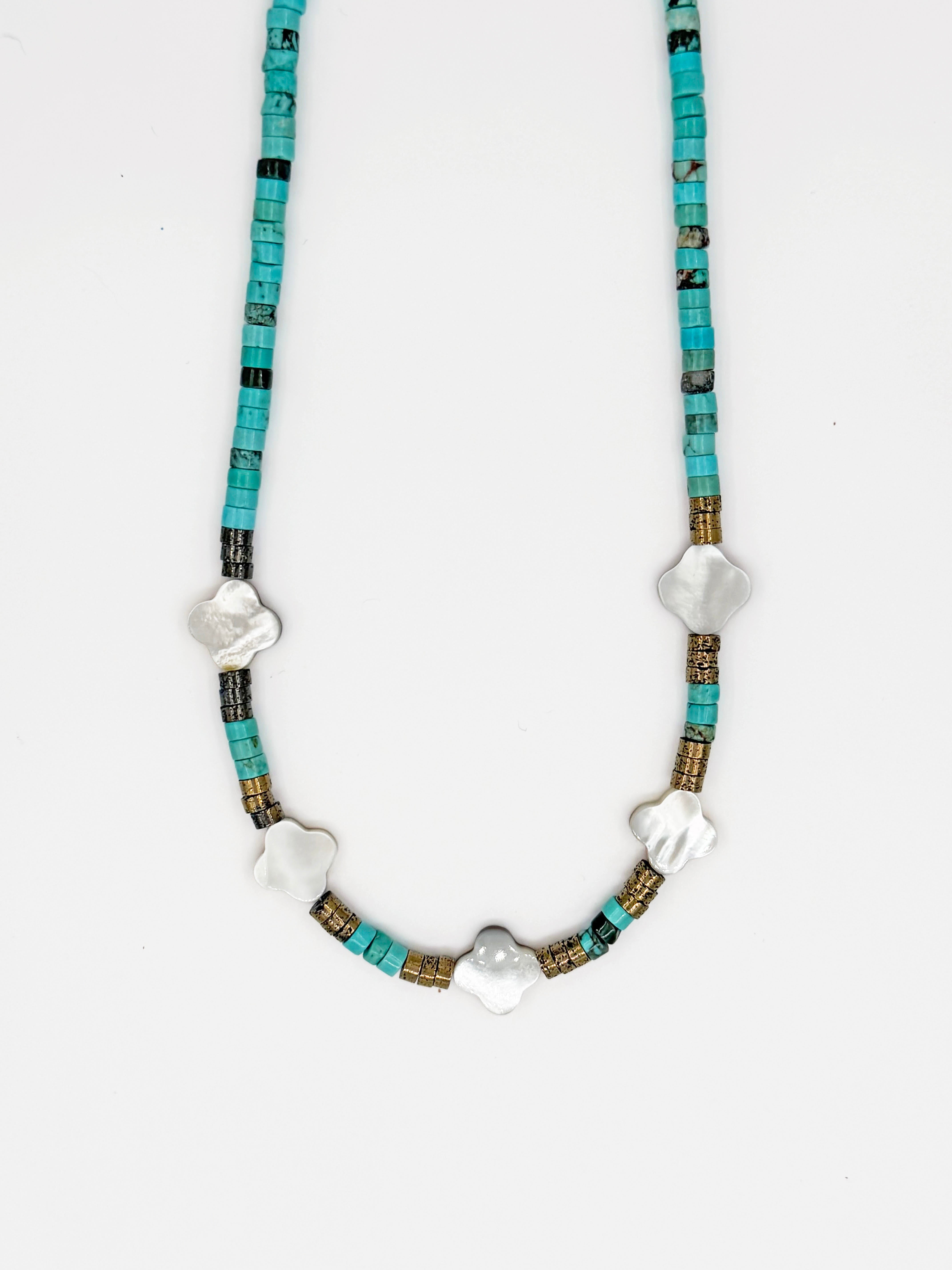 Çiçek Sedefli Turkuaz Doğal Taş Kolye