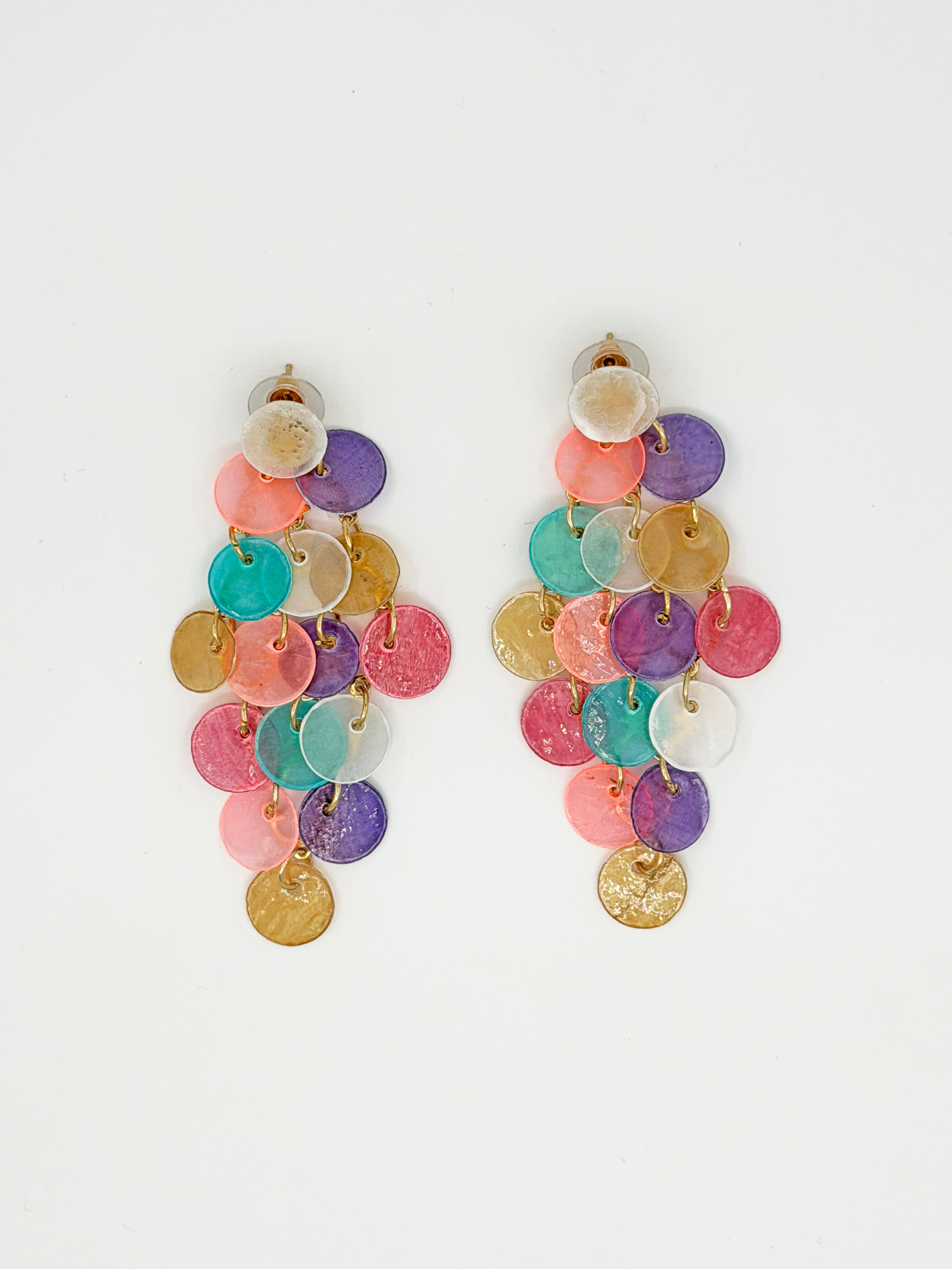 Pastel Renk Sedef Pul Küpe