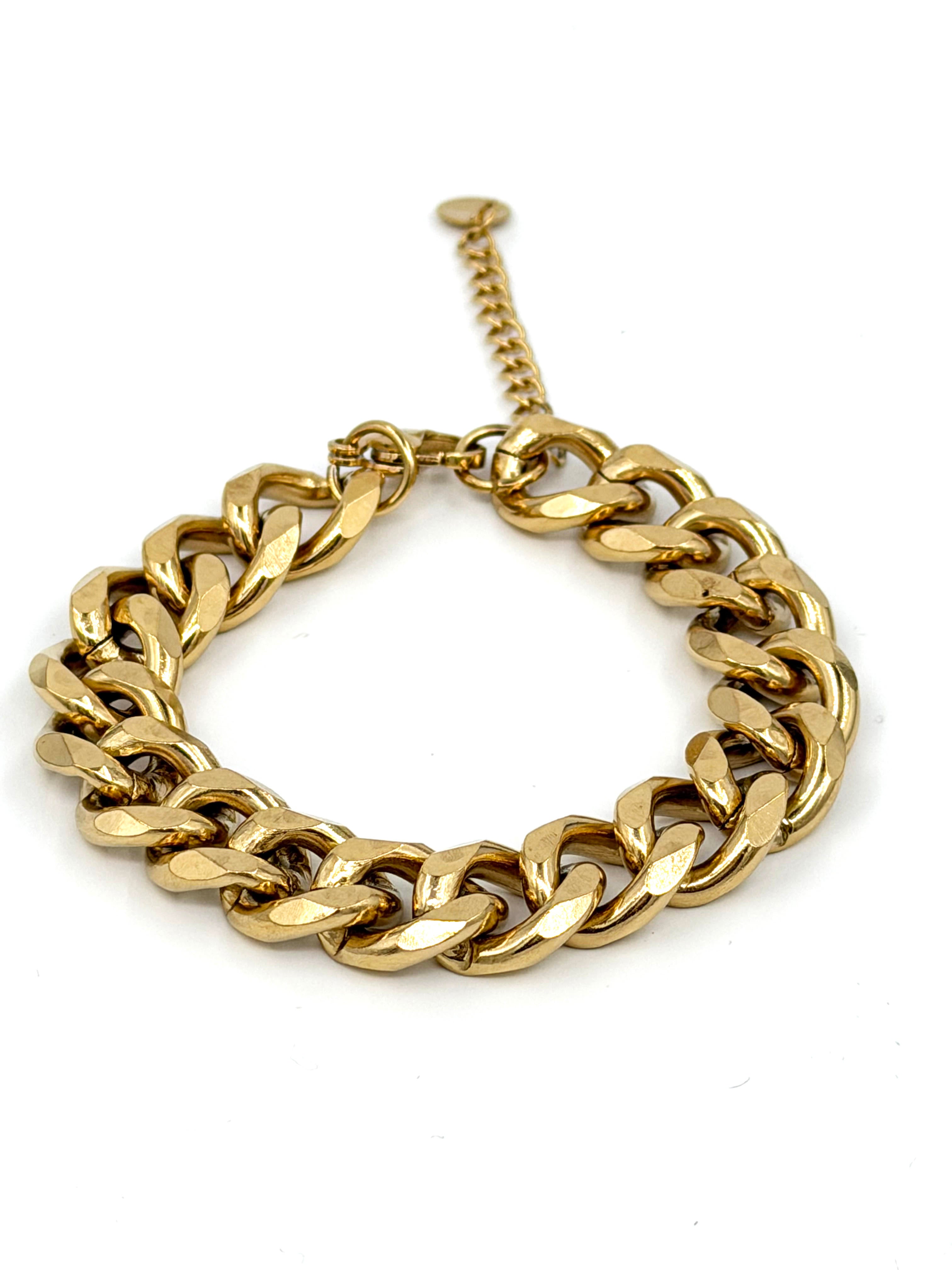 Çelik Zincir Bileklik | Altın Renk