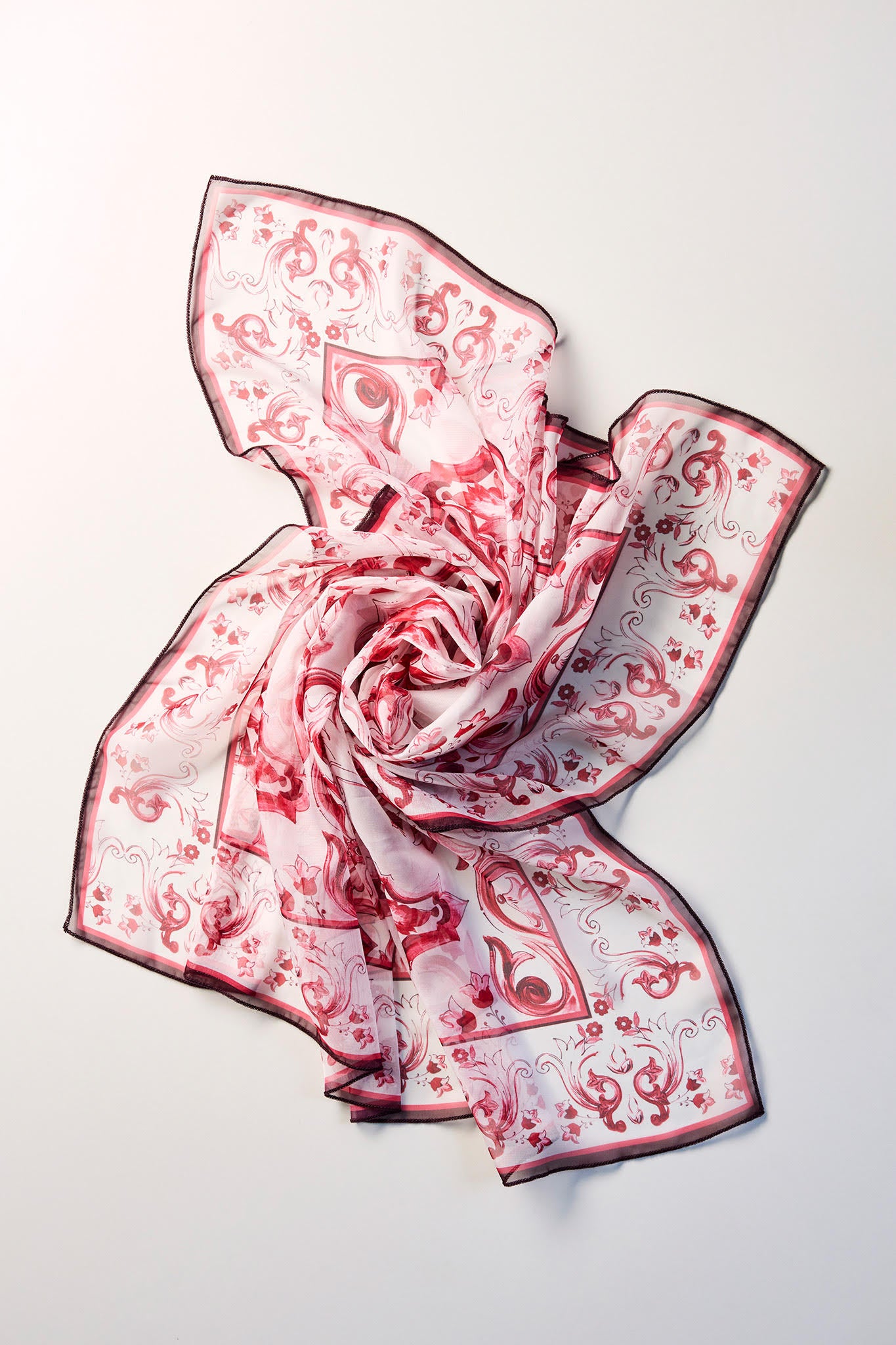Damask Desen Bordo Eşarp