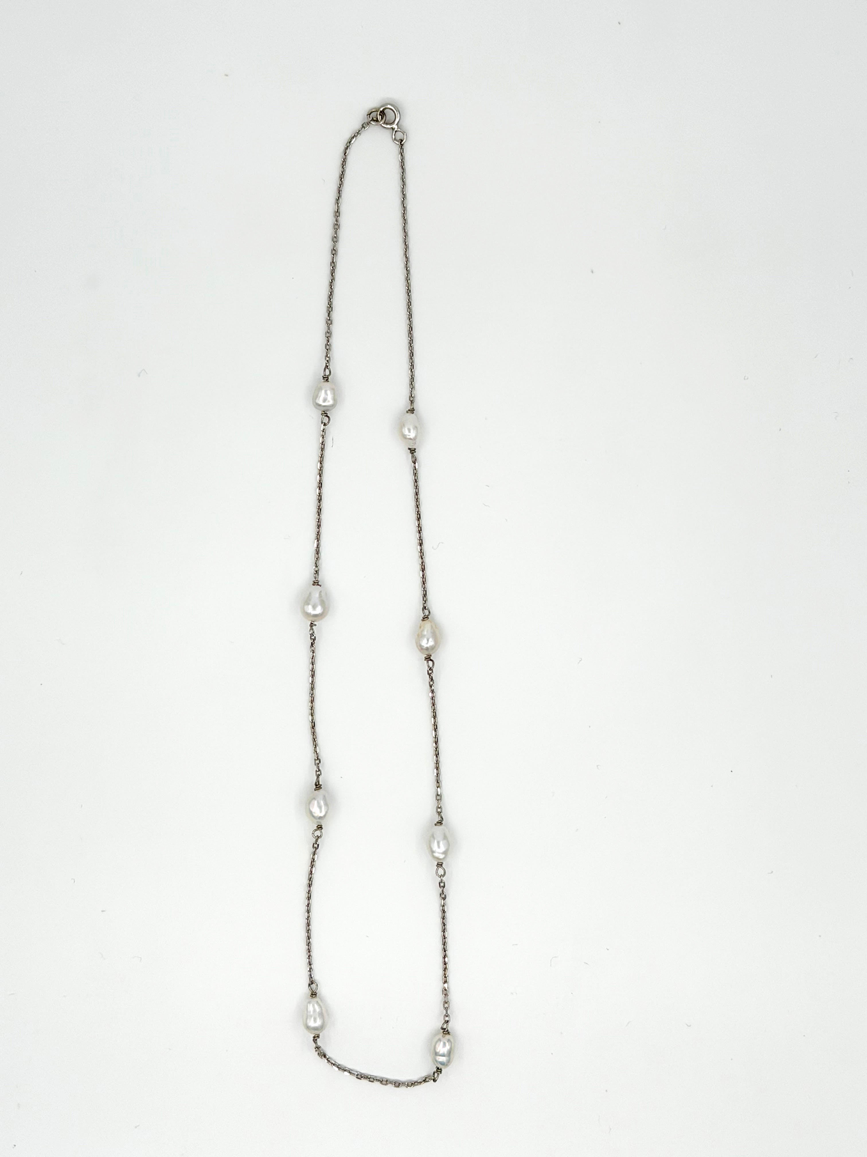 İncili 925 Ayar Gümüş Zincir Kolye