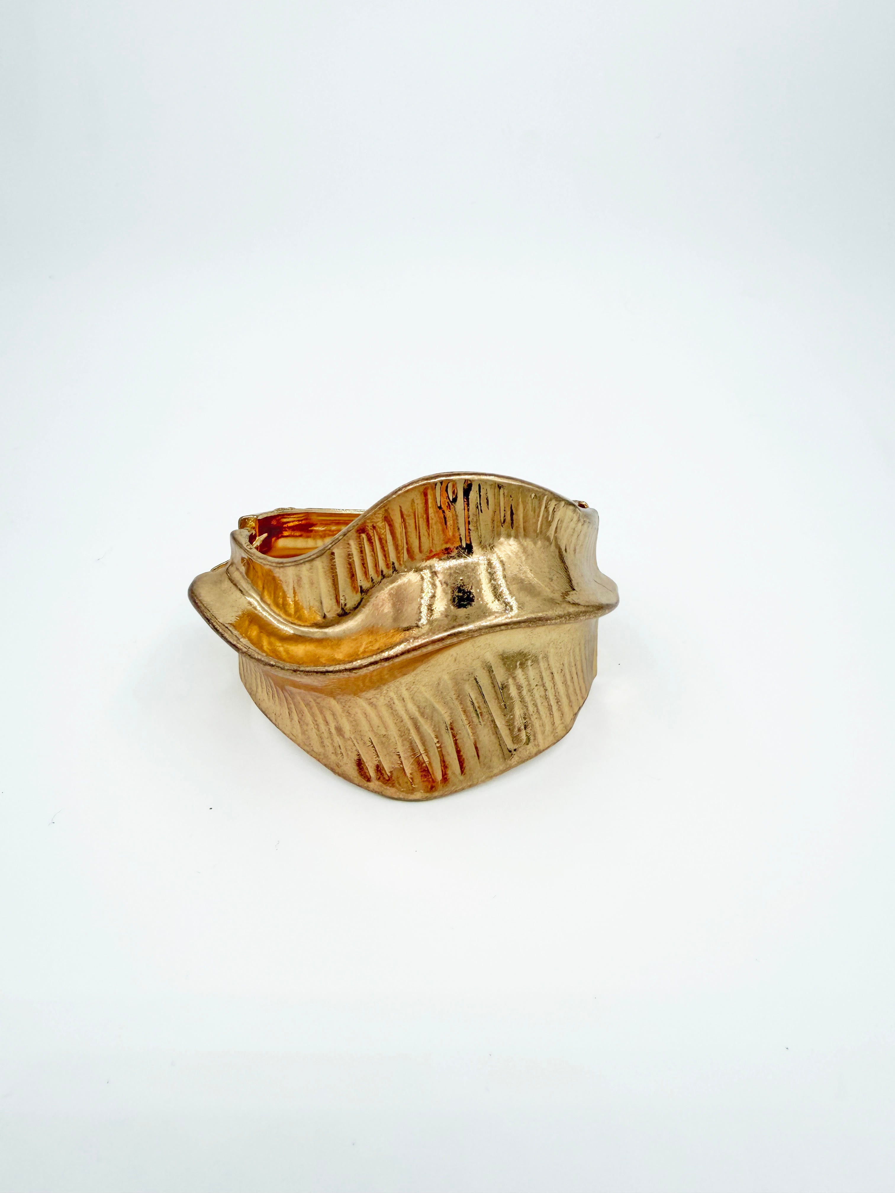 Altın Renk Kalın Bombeli Kelepçe Bilezik