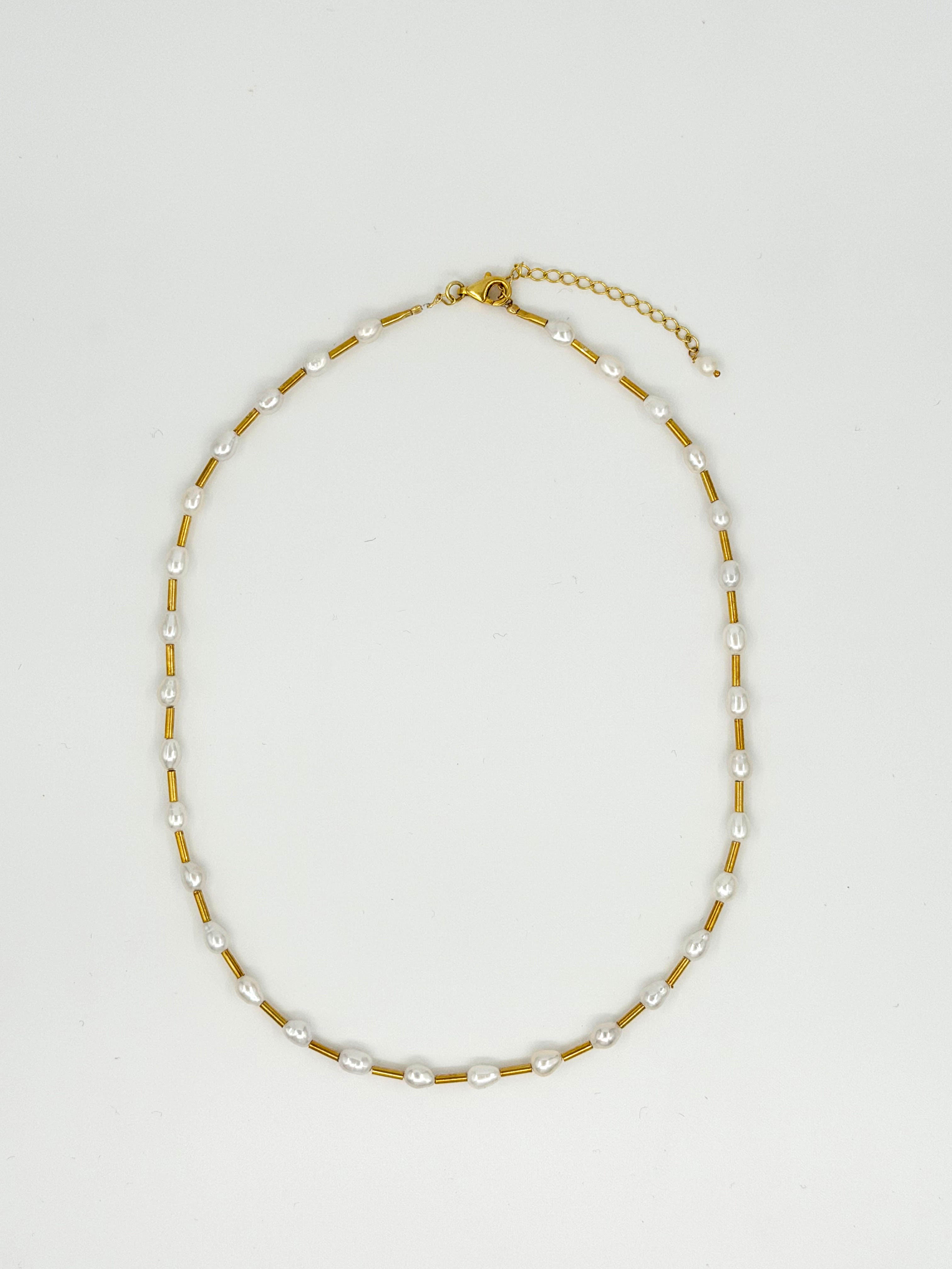 İncili Altın Kaplama 925 Ayar Gümüş Kolye