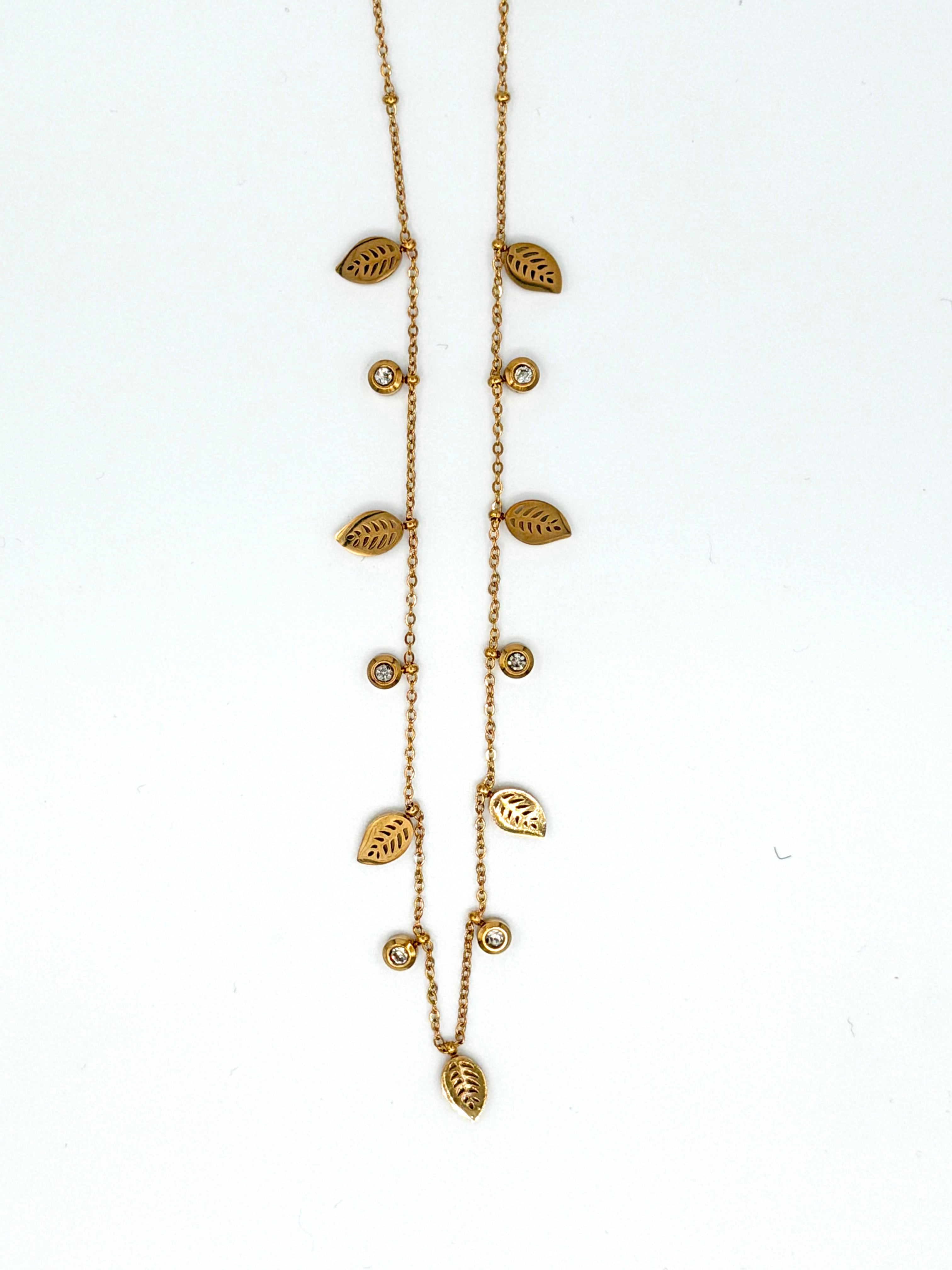 Yapraklı Zarif Çelik Kolye