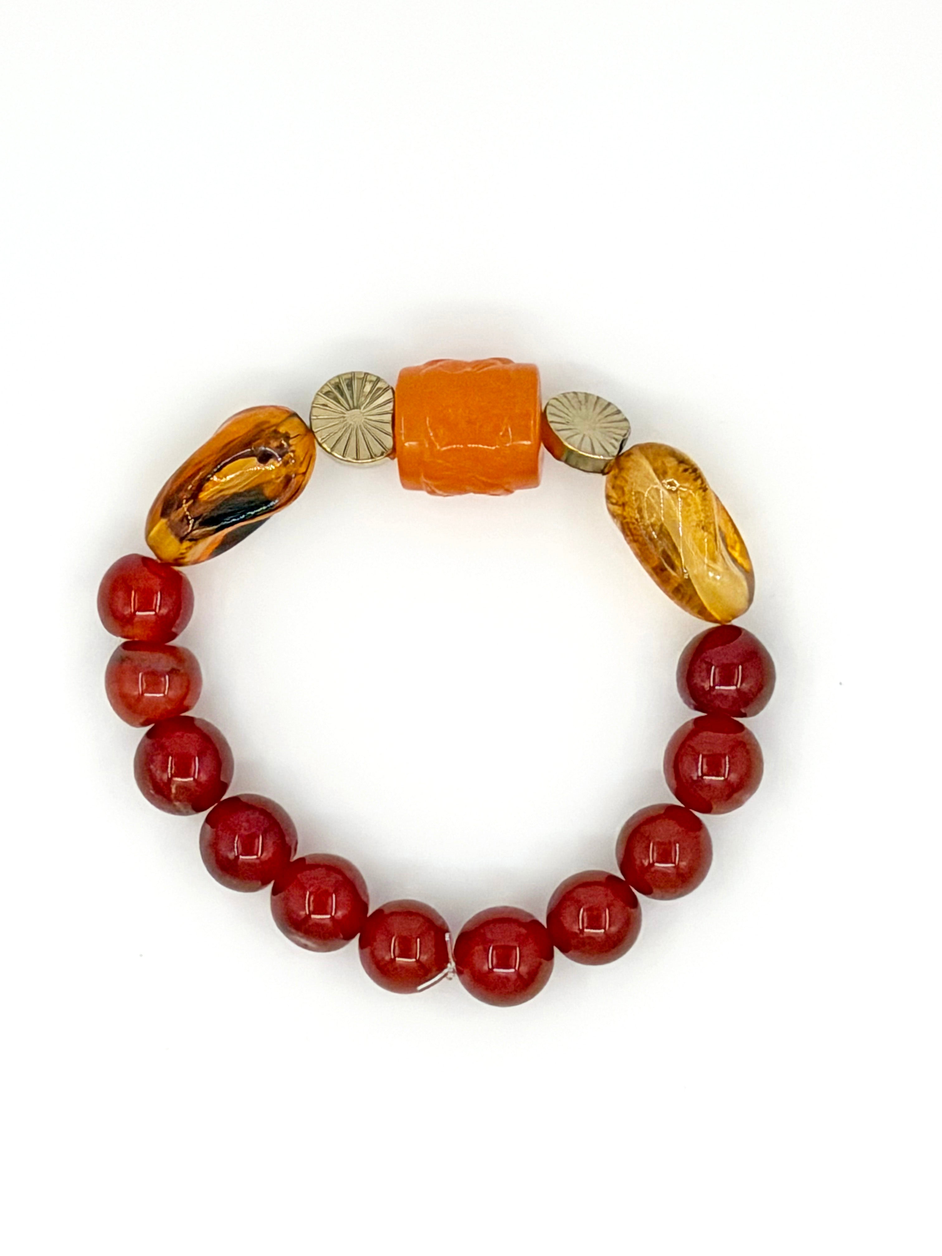 Otantik Kırmızı Akik Doğal Taş Bileklik