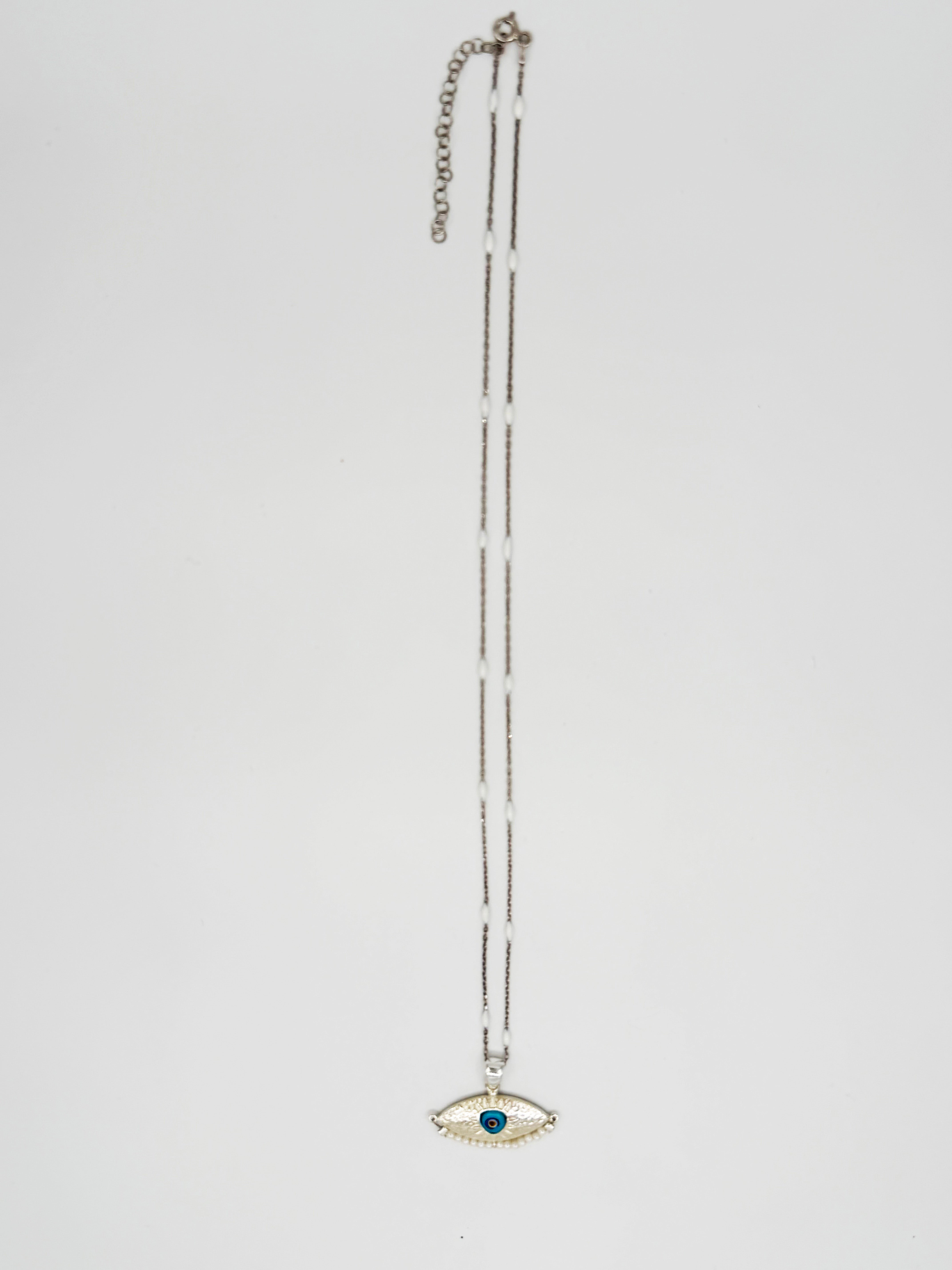 Göz Figürlü 925 Ayar Bohem Gümüş Zincir Kolye