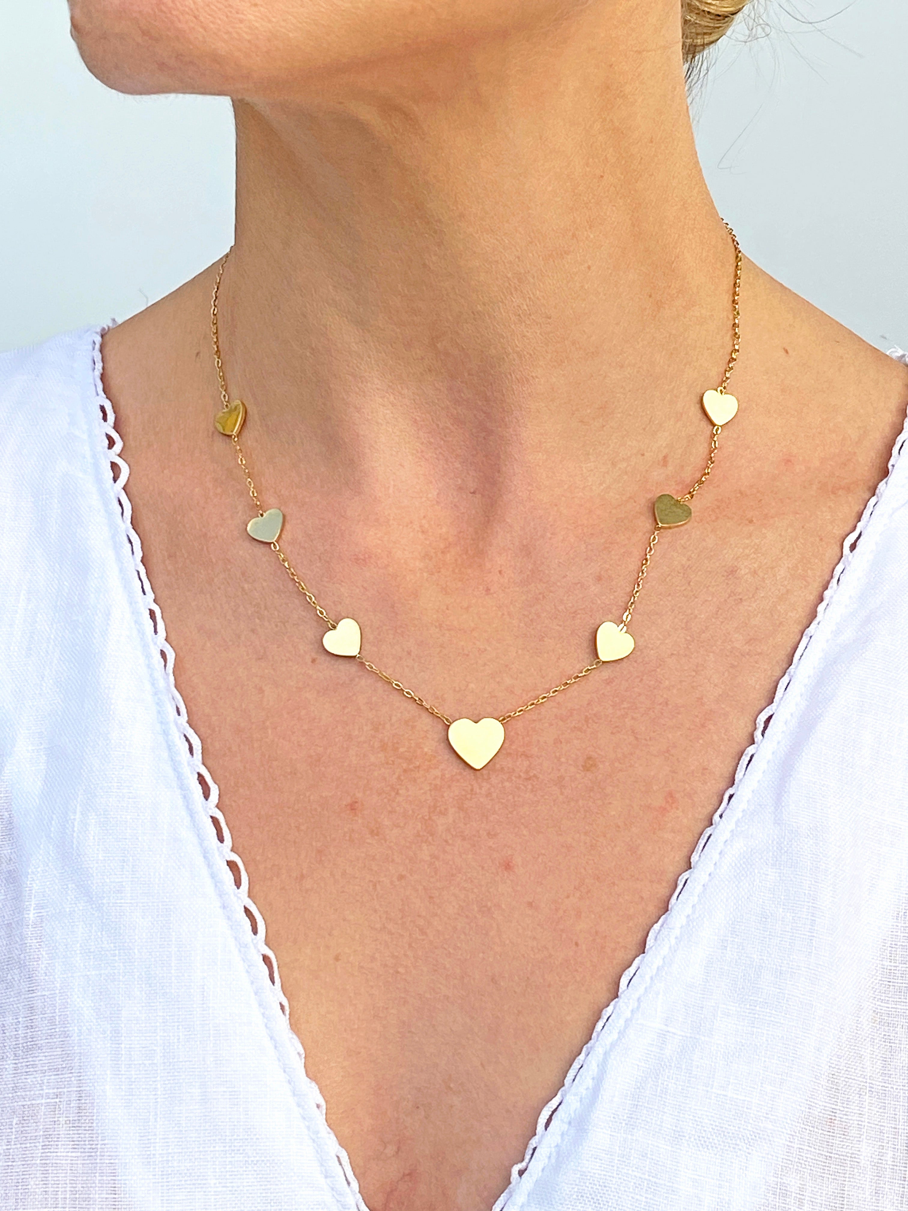 Altın Renk Çelik Kalp Kolye