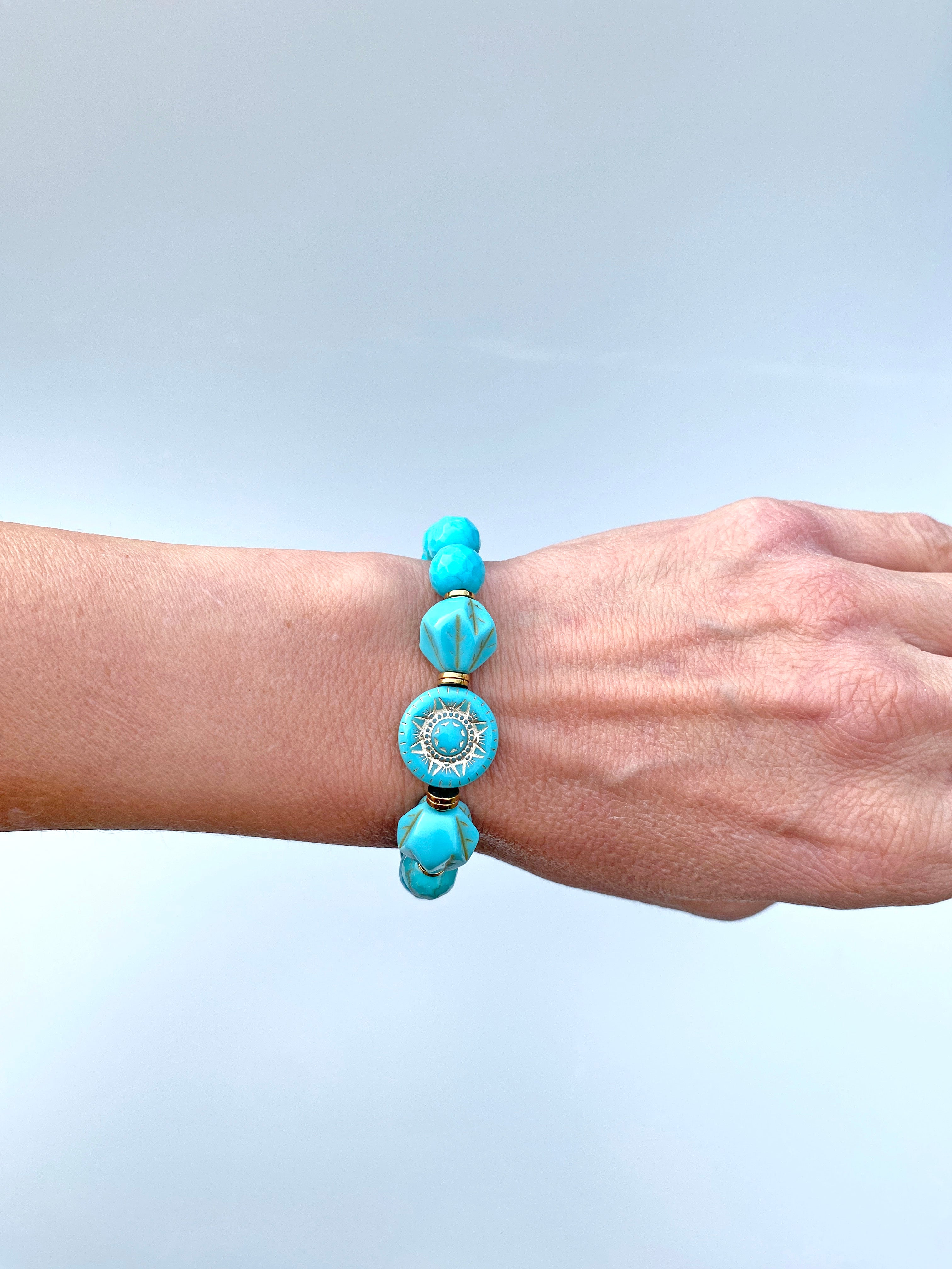 Turkuaz Doğal Taş (Firuze Taşı) Bileklik