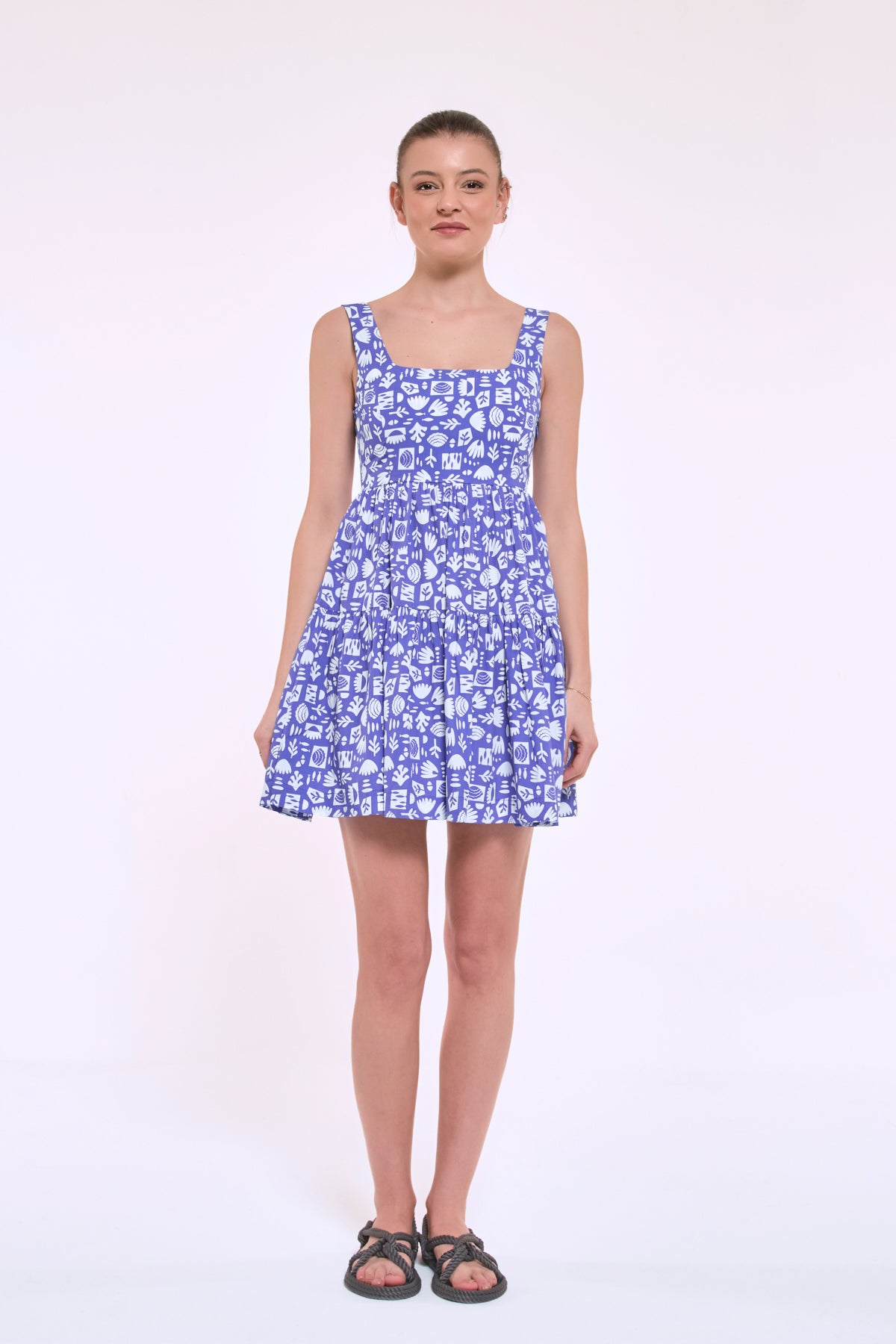 Diana blue abstract mini dress front view