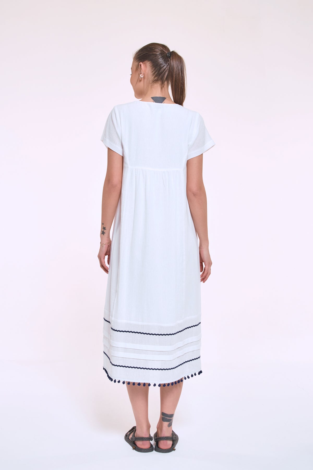 Didi white cotton dress back view