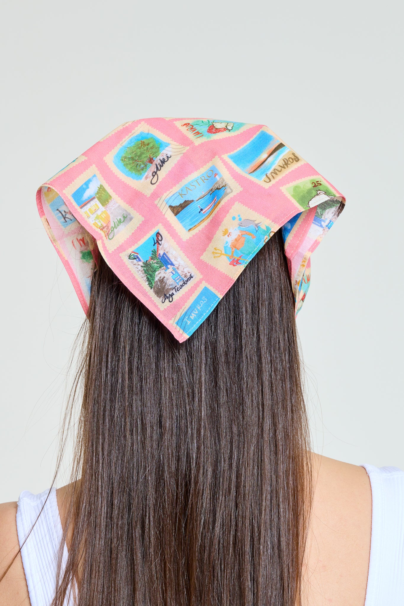 Bandana | Imroz Pul Desen Somon | El Çizimi Pamuk Vual