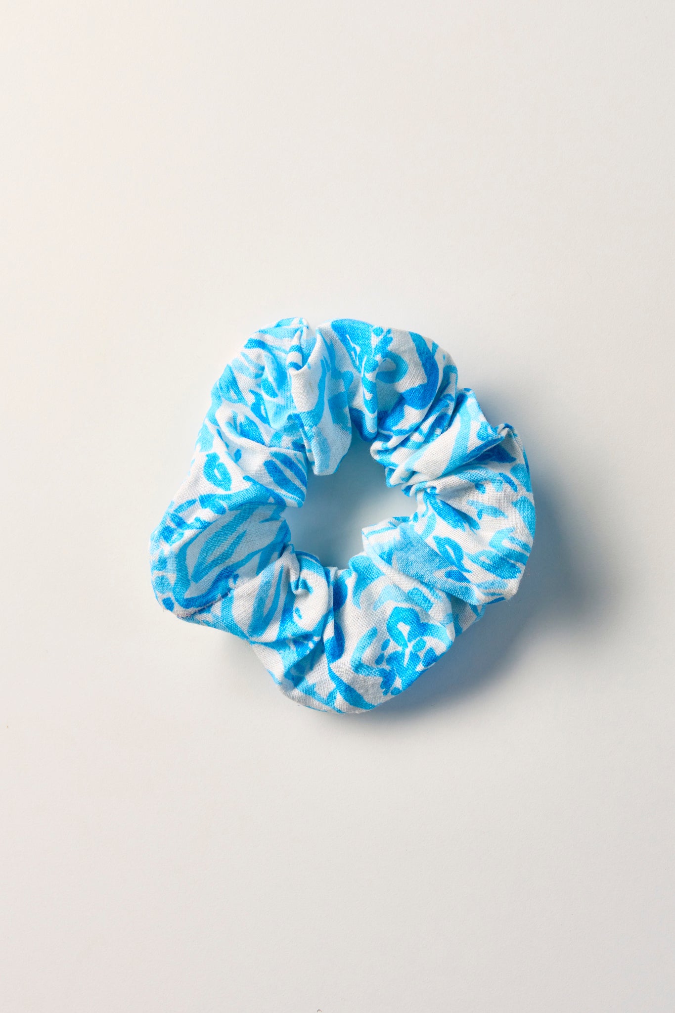 Scrunchie Simit Toka | Mavi Çiçek Desen