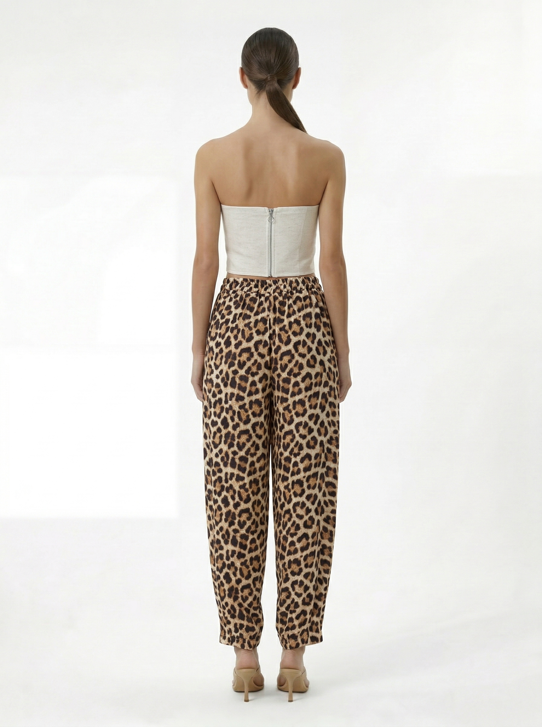 Leo leopard print muslin harem pants back view relaxed fit